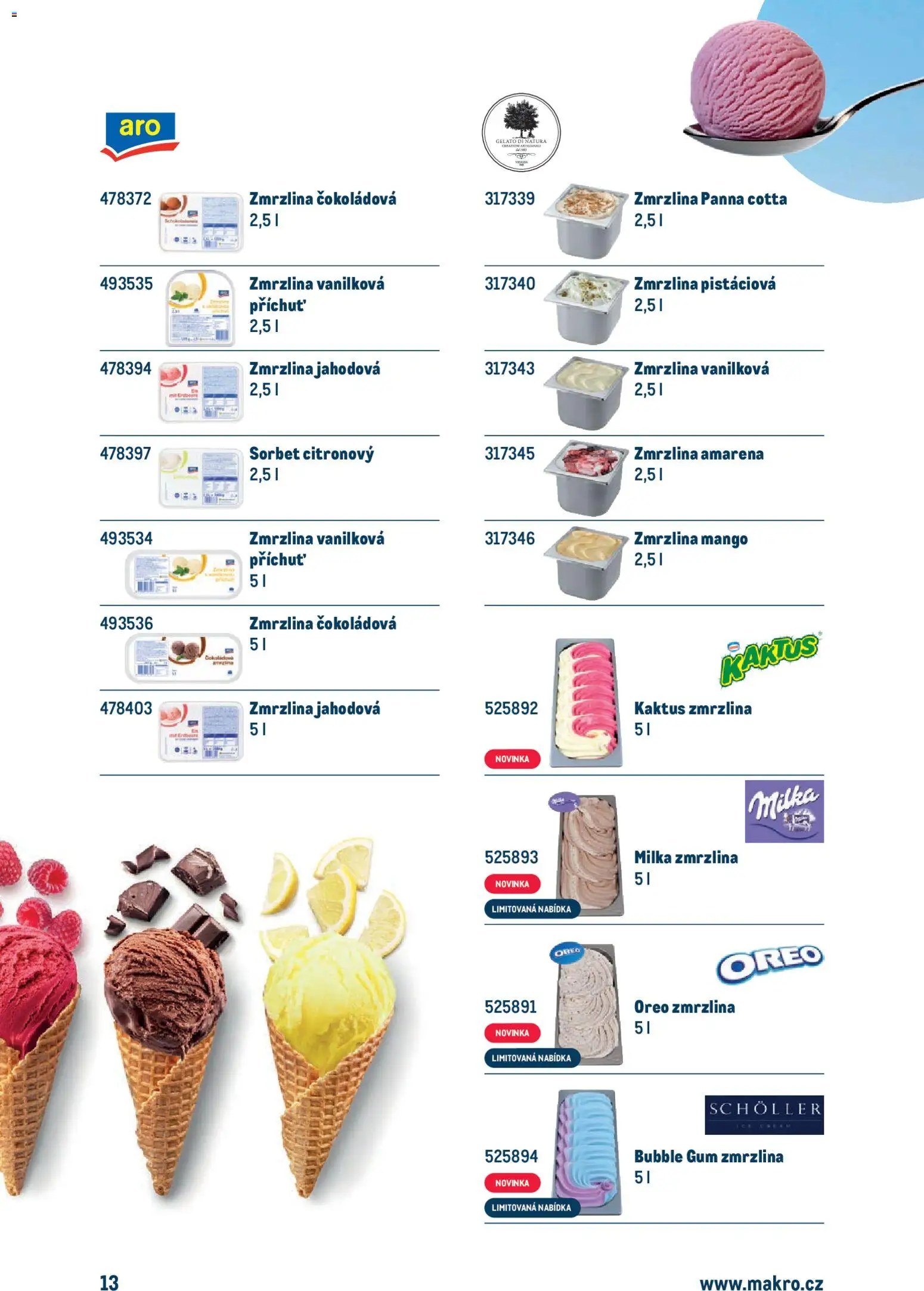 Makro leták - Doba zmrzlinová od 11.03.2026 | Strana: 13 | Produkty: Milka, Panna cotta, Sorbet, Milka zmrzlina