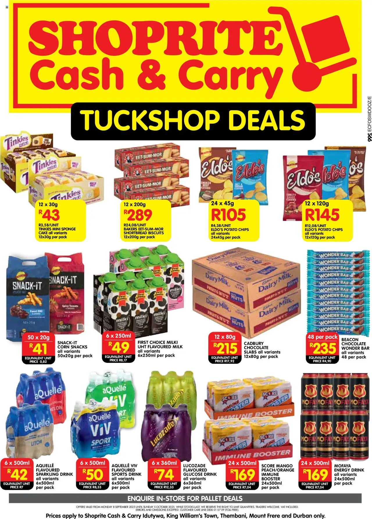 New Shoprite catalogue – valid from 08.09.2025 | Page: 1 | Products: Cake, Milk, Biscuits, Snacks