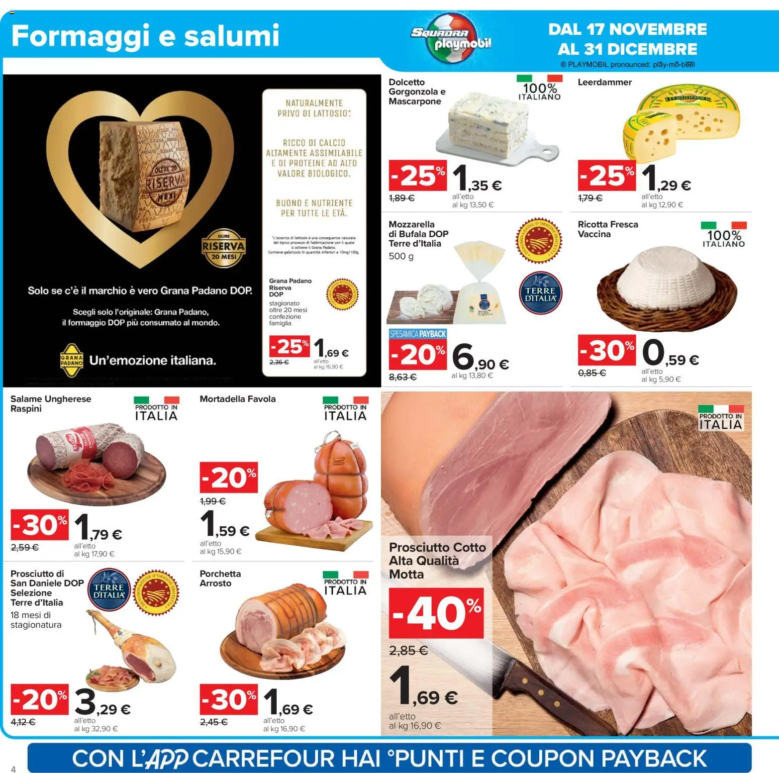 Volantino Carrefour del 02.12.2025 | Pagina: 4 | Prodotti: Porchetta, Formaggio, Mortadella, Mascarpone
