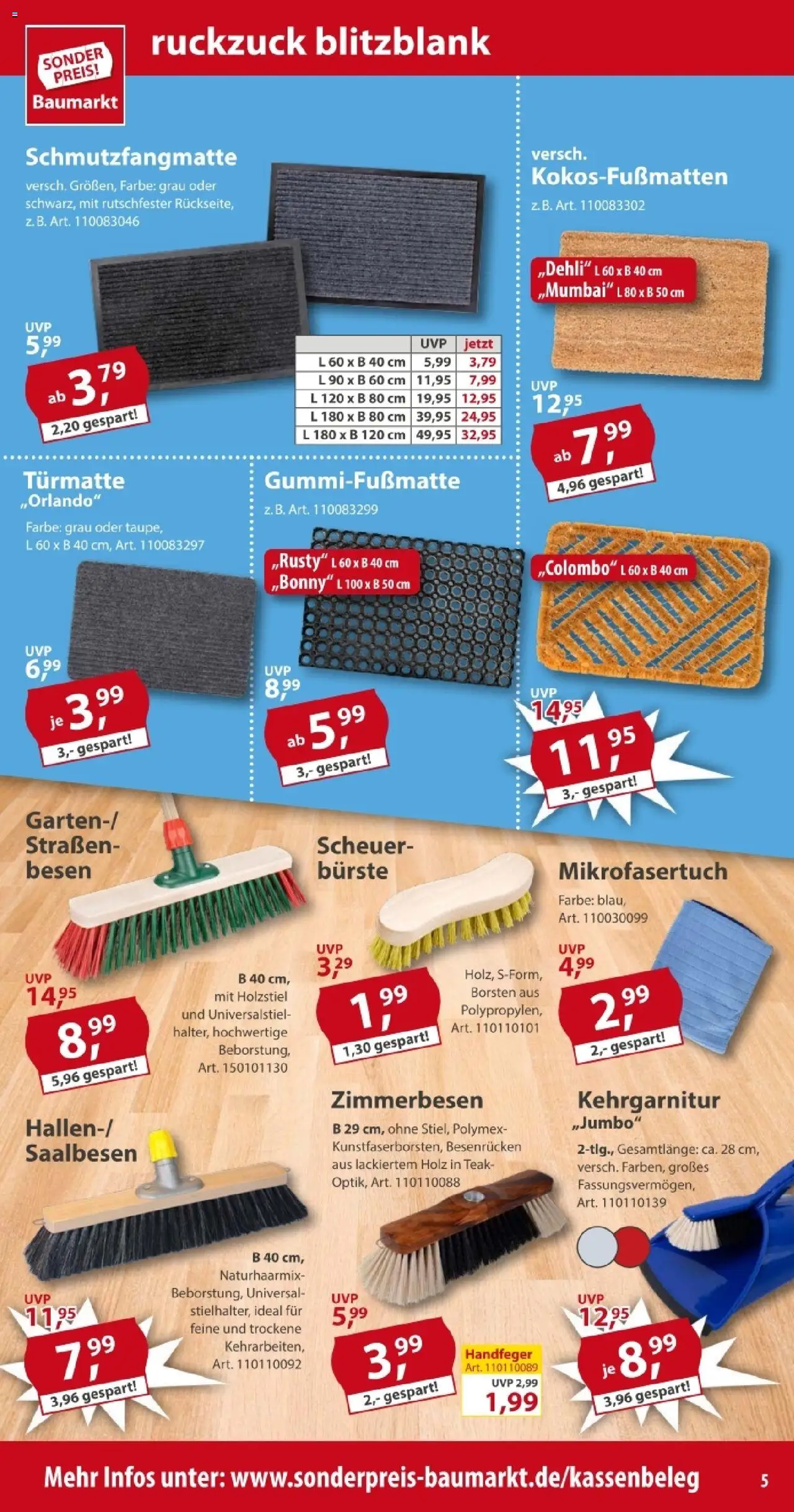 Sonderpreis Baumarkt Prospekt 	 - gültig ab dem 02.08.2025 | Seite: 5 | Produkte: Schmutzfangmatte, Bürste