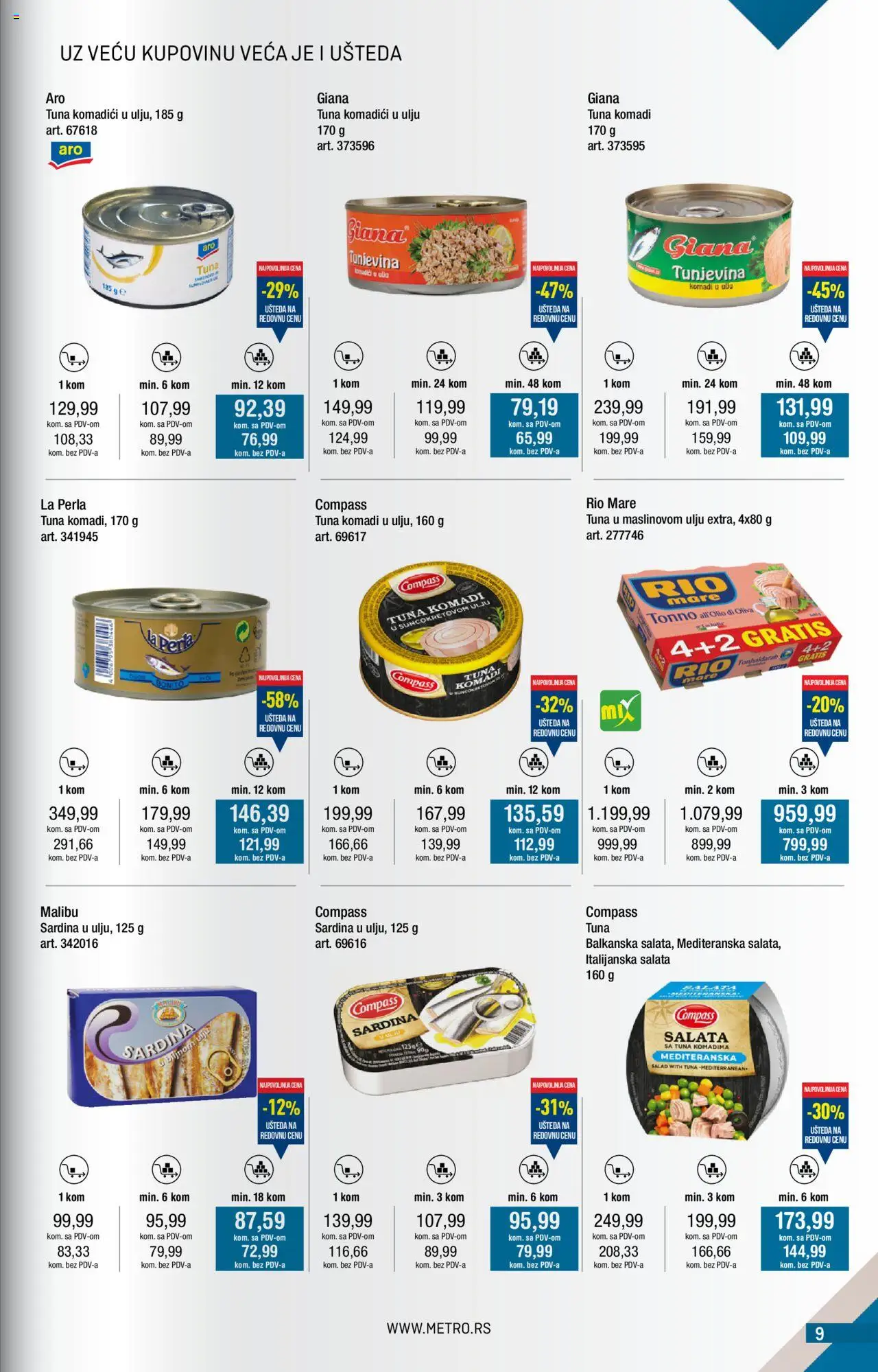 Metro katalog - važi od 01.07.2025 | Strana: 9 | Proizvode: Salata, Rio mare, Sardina