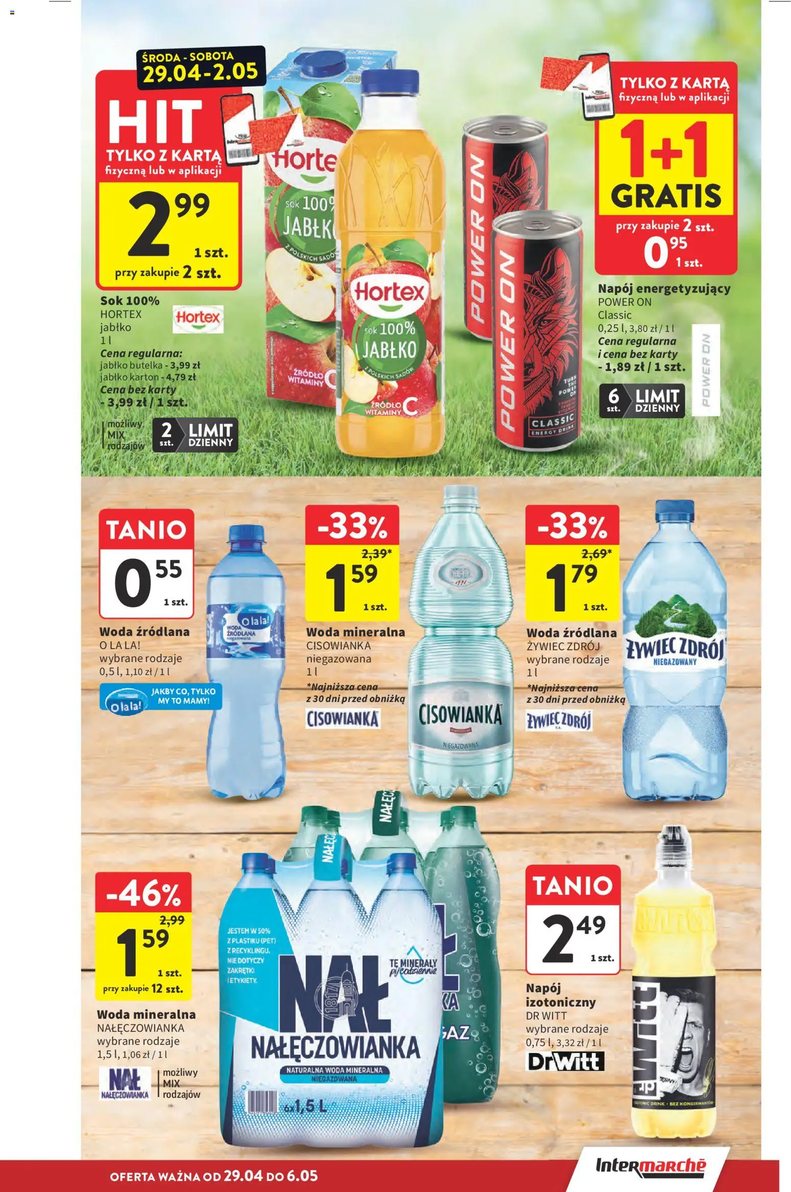Intermarche gazetka od 29.04.2026 | Strona: 9 | Produkty: Karta, Woda źródlana, Sok, Woda