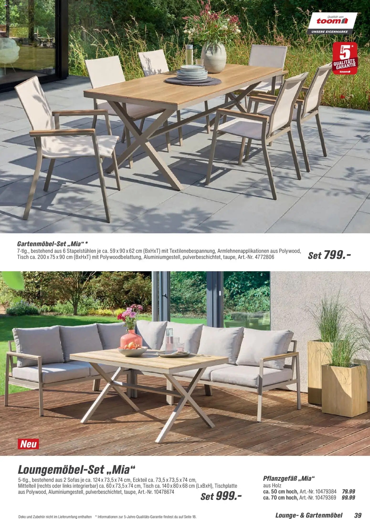 Toom Baumarkt  Gartenmöbel & Solar-Leuchten 2026 – gültig ab 01.01.2026 | Seite: 39 | Produkte: Tisch, Gartenmöbel