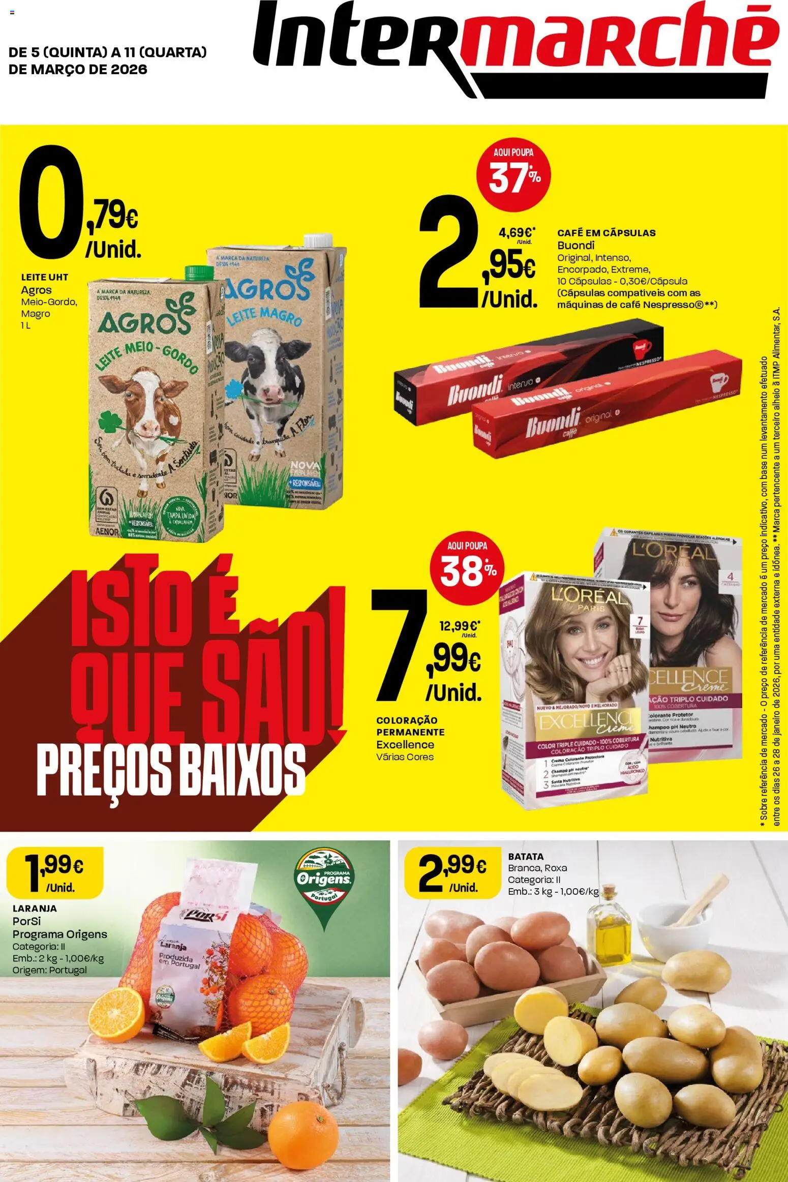 Intermarché Folheto Mini │ válido de 05.03.2026 | Página: 1 | Produtos: Batata, Base, Nespresso, Leite