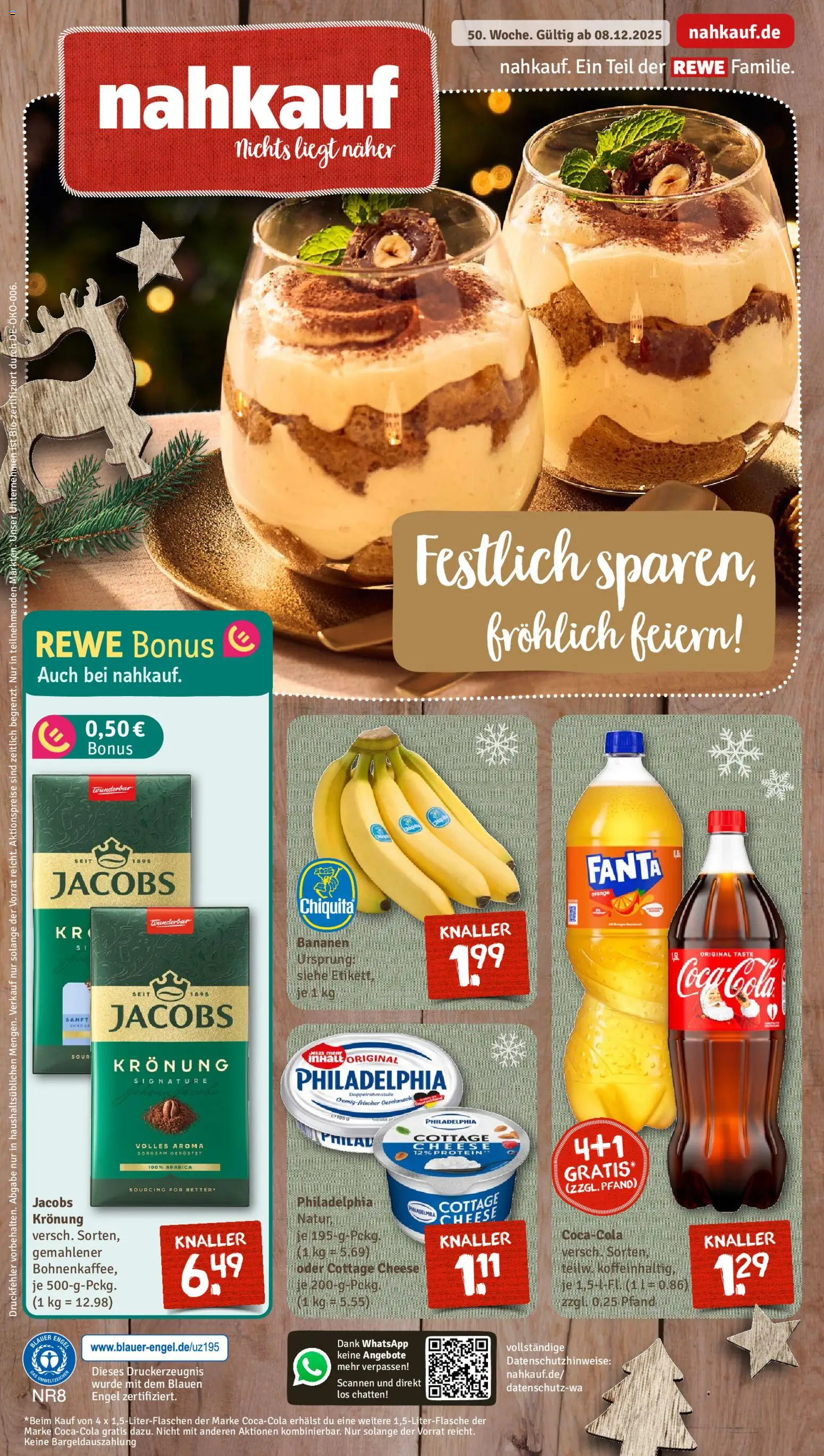 Nahkauf Prospekt – gültig ab 08.12.2025 | Seite: 1 | Produkte: Fanta, Philadelphia, Bananen