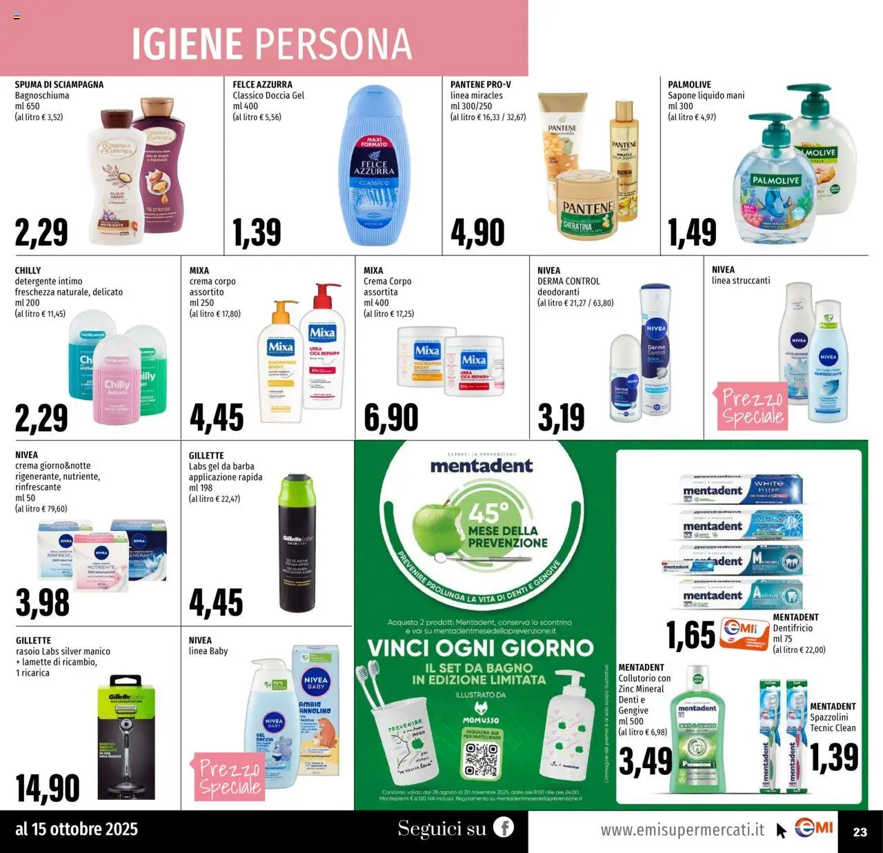Volantino EMI del 02.10.2025 | Pagina: 23 | Prodotti: Crema, Rasoio, Dentifricio, Intimo
