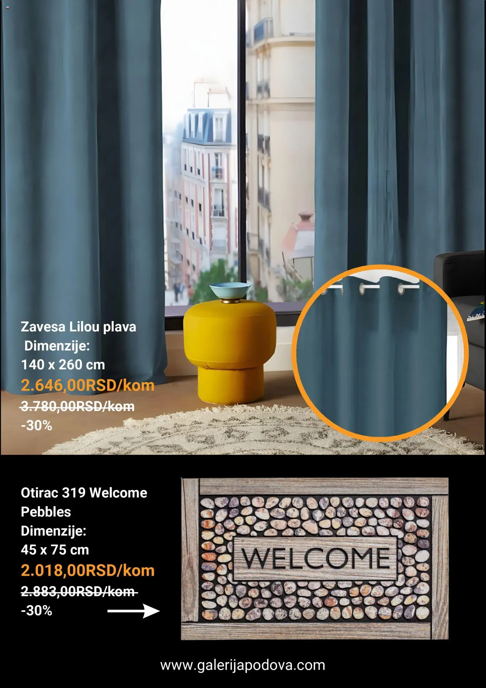 Galerija Podova katalog - važi od 27.11.2025 | Strana: 5 | Proizvode: Otirač, Zavesa