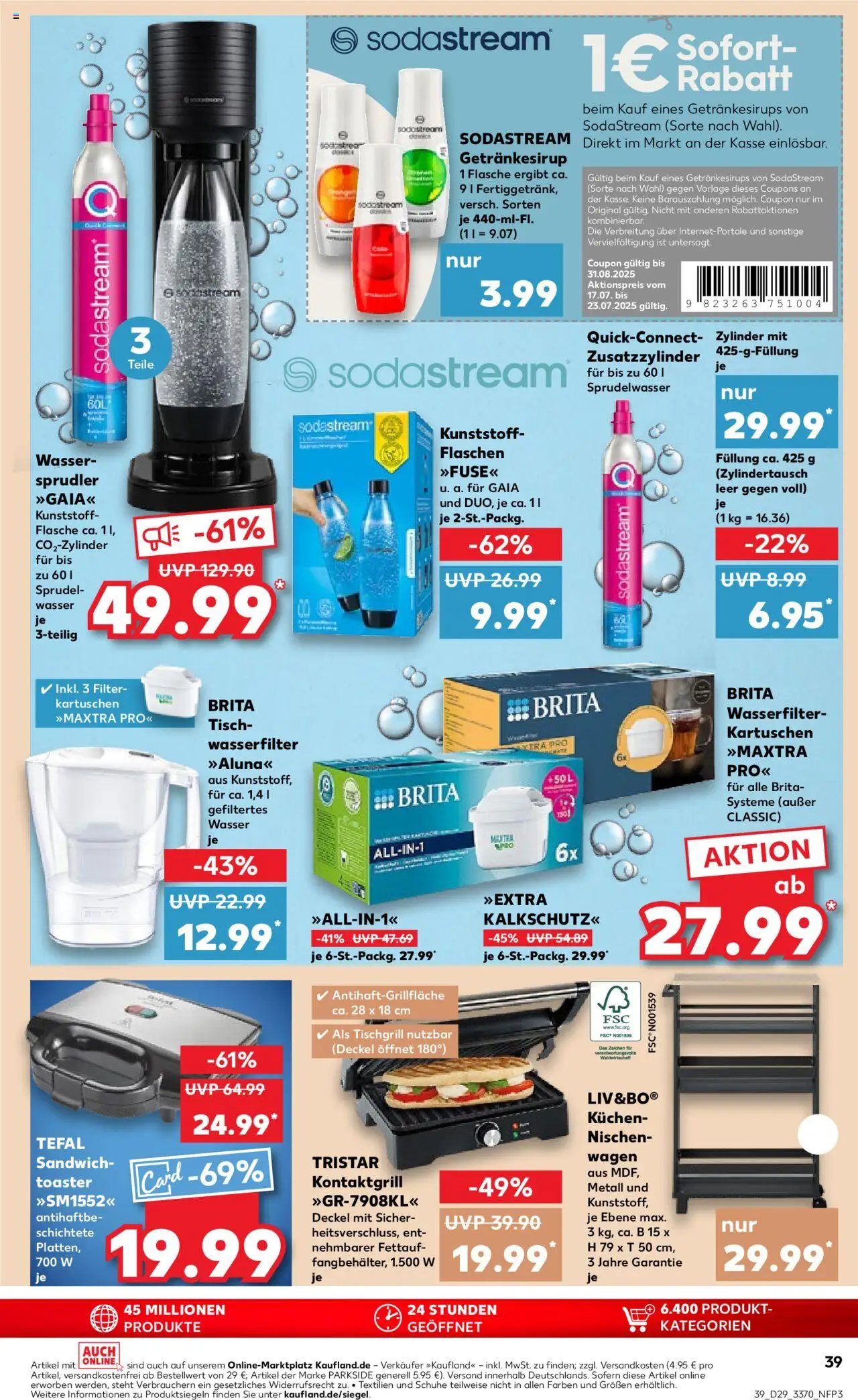 Kaufland prospekt Frankfurt (Oder)	 - gültig ab dem 17.07.2025 | Seite: 39 | Produkte: Toaster, Tisch, Kuchen, Sodastream