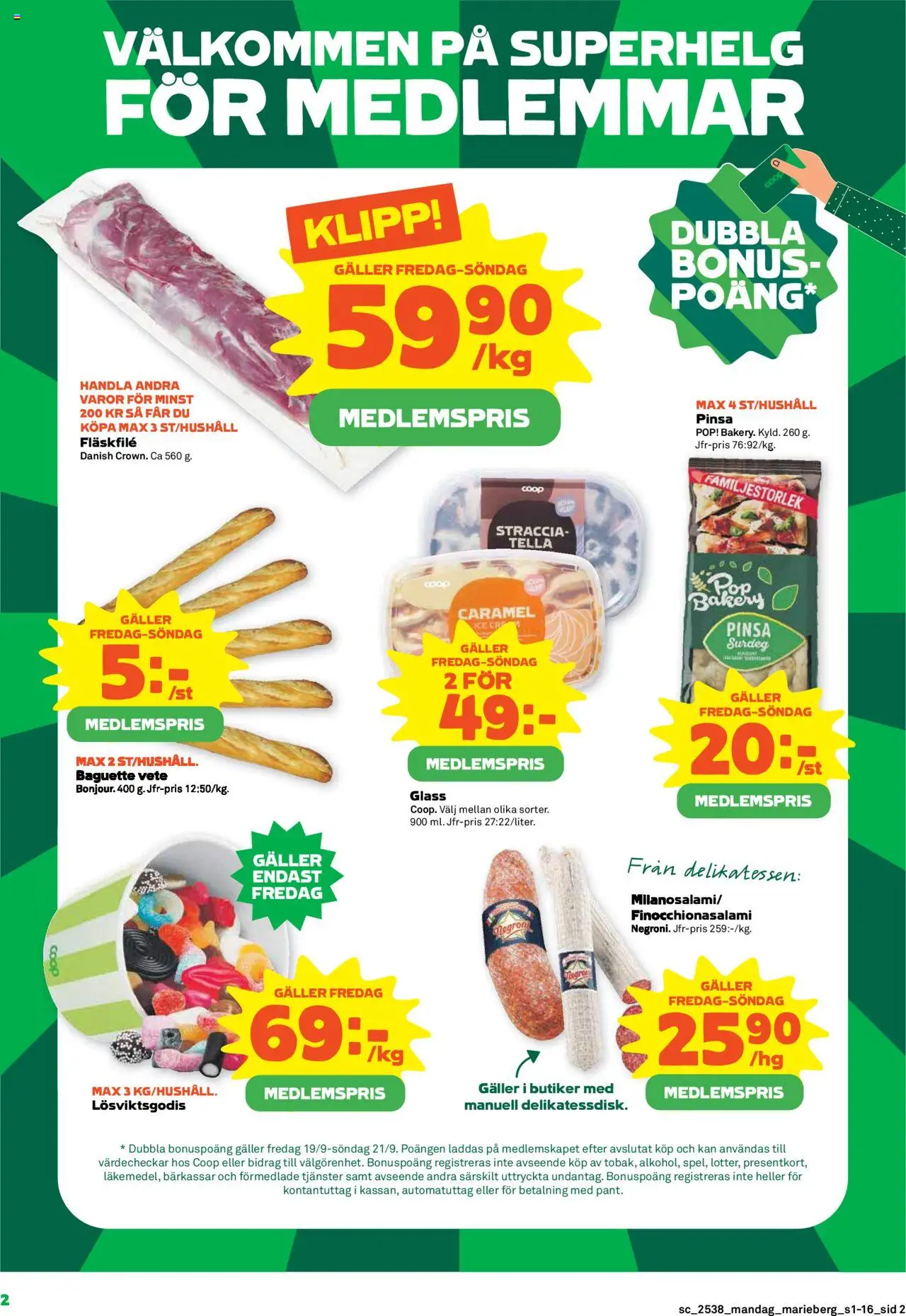 Stora Coop reklamblad aktuell från 15.09.2025 | Sida: 2 | Produkter: Baguette, Galler, Glass