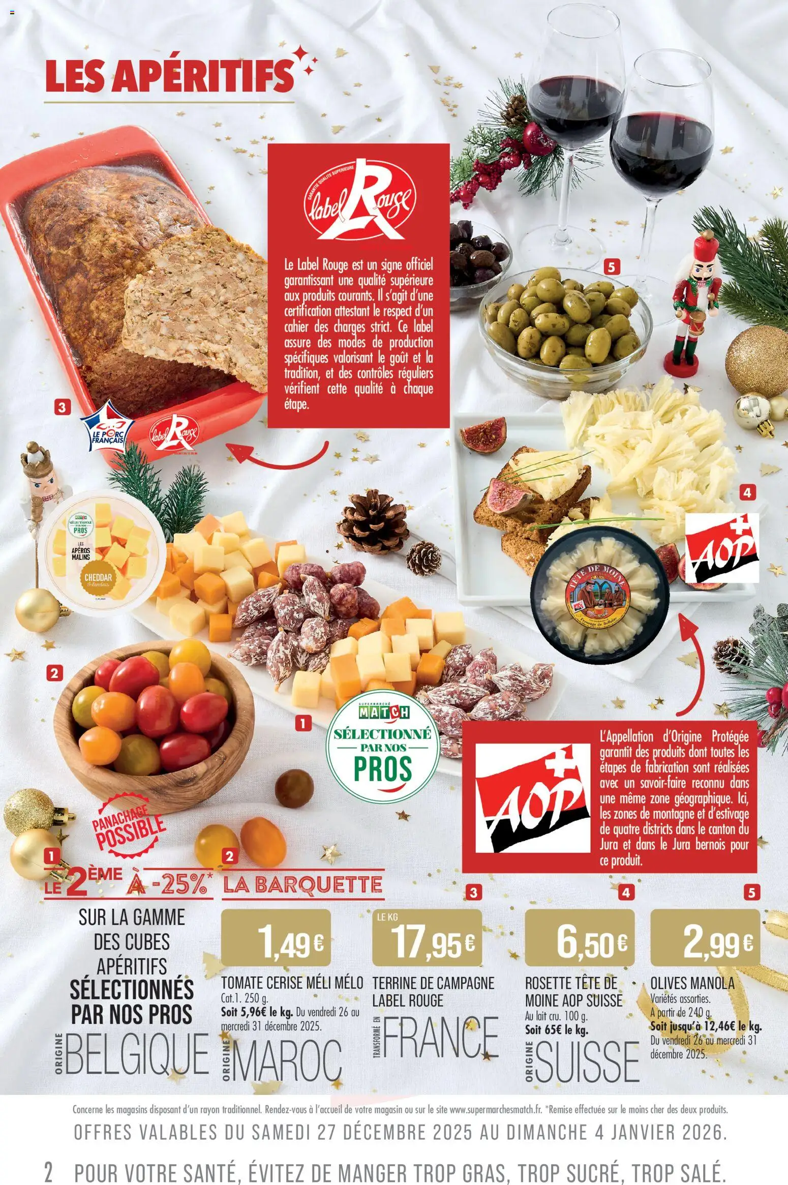 {H1} | Page: 2 | Produits: Olives, Tomate cerise, Lait, Cheddar