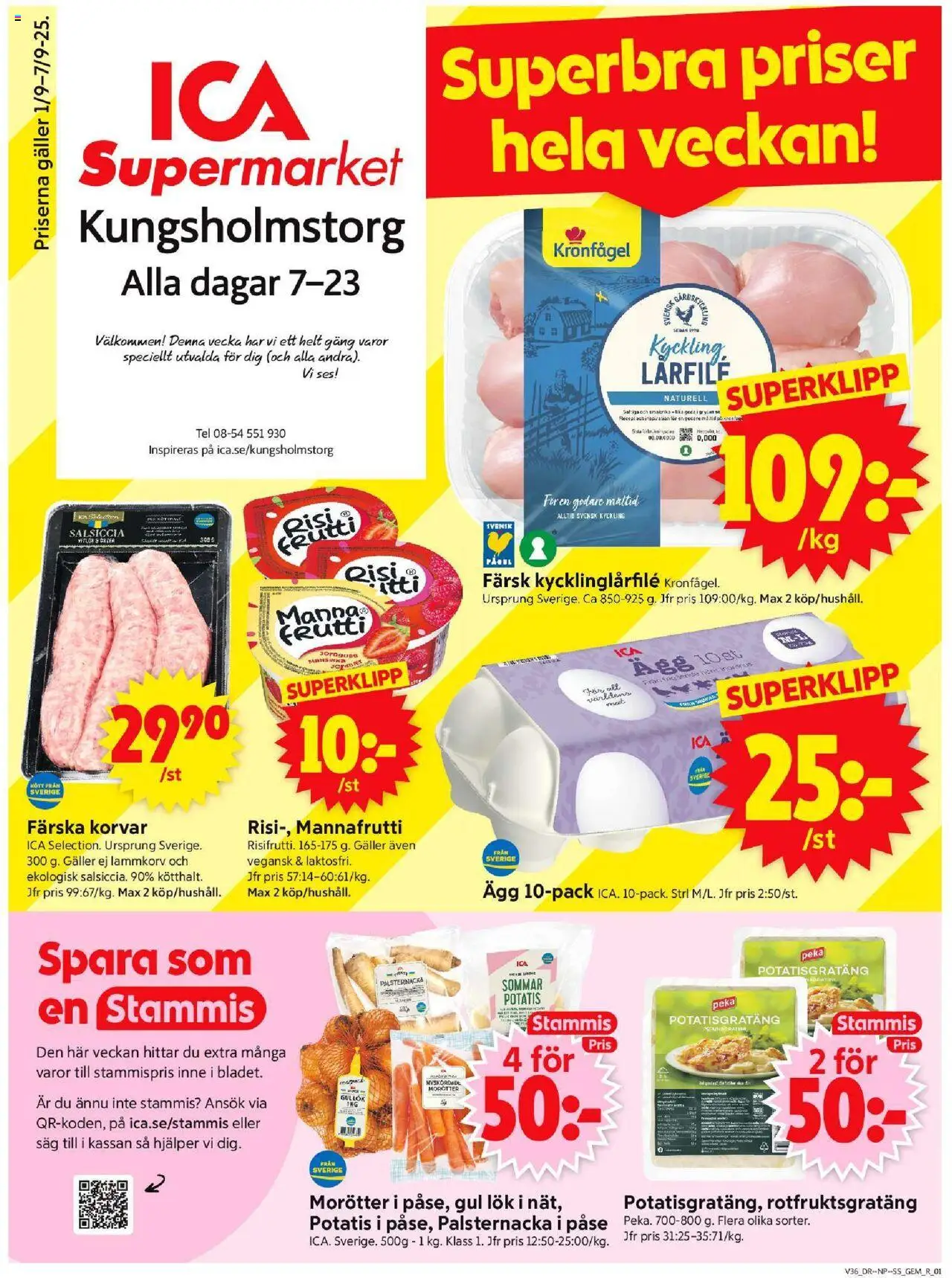 ICA Supermarket reklamblad aktuell från 01.09.2025 | Sida: 1 | Produkter: Såg, Galler, Gul lök, Potatis