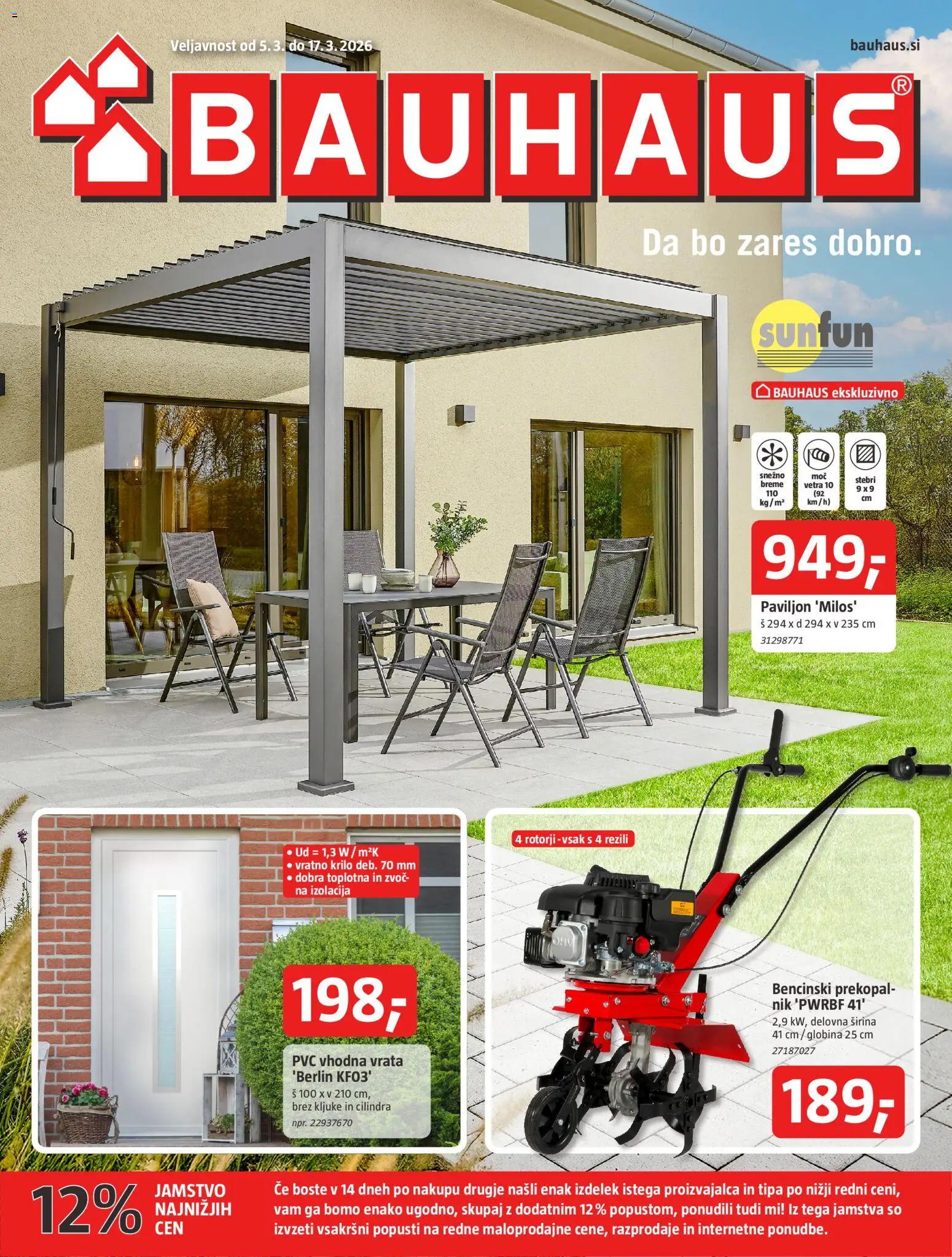 Novi Bauhaus katalog ponudbe – veljaven od 05.03.2026 | Stran: 1 | Izdelki: Paviljon, Vratno krilo, Krilo, Vrata