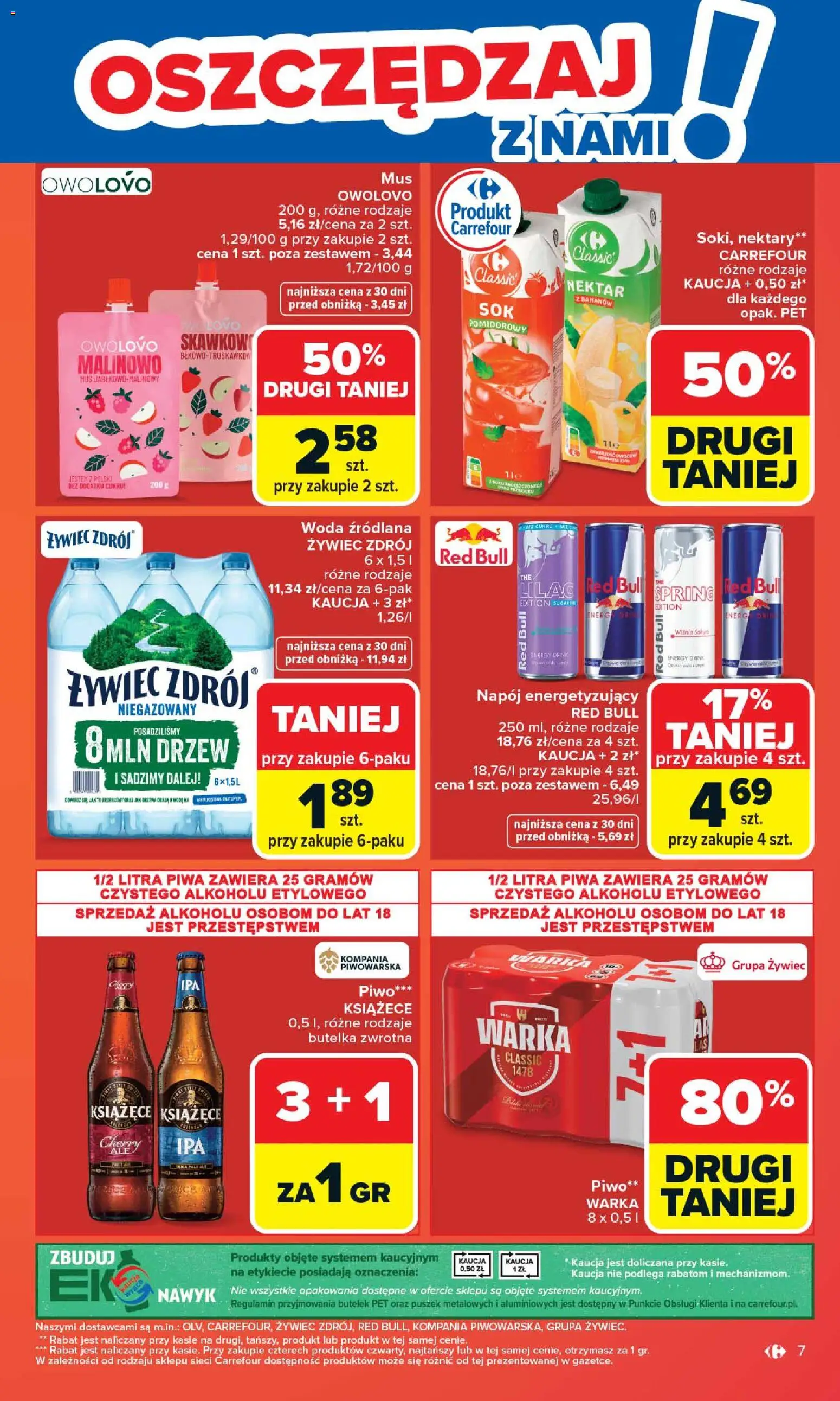 Carrefour gazetka od 20.04.2026 | Strona: 9 | Produkty: Red bull, Warka, Piwo, Woda
