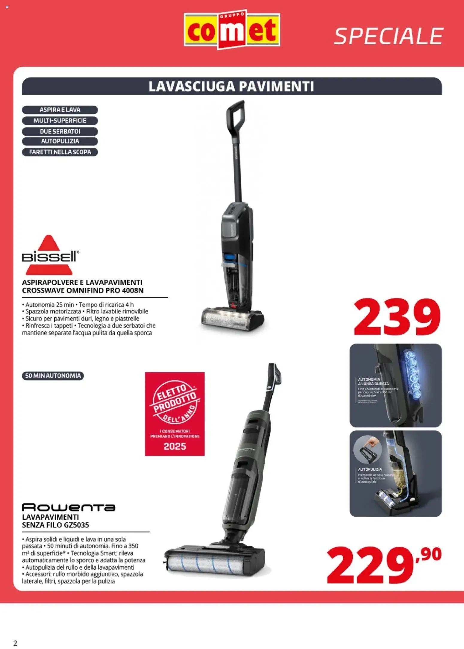 Volantino Comet del 31.10.2025 | Pagina: 2 | Prodotti: Spazzola, Lavasciuga, Scopa, Aspirapolvere