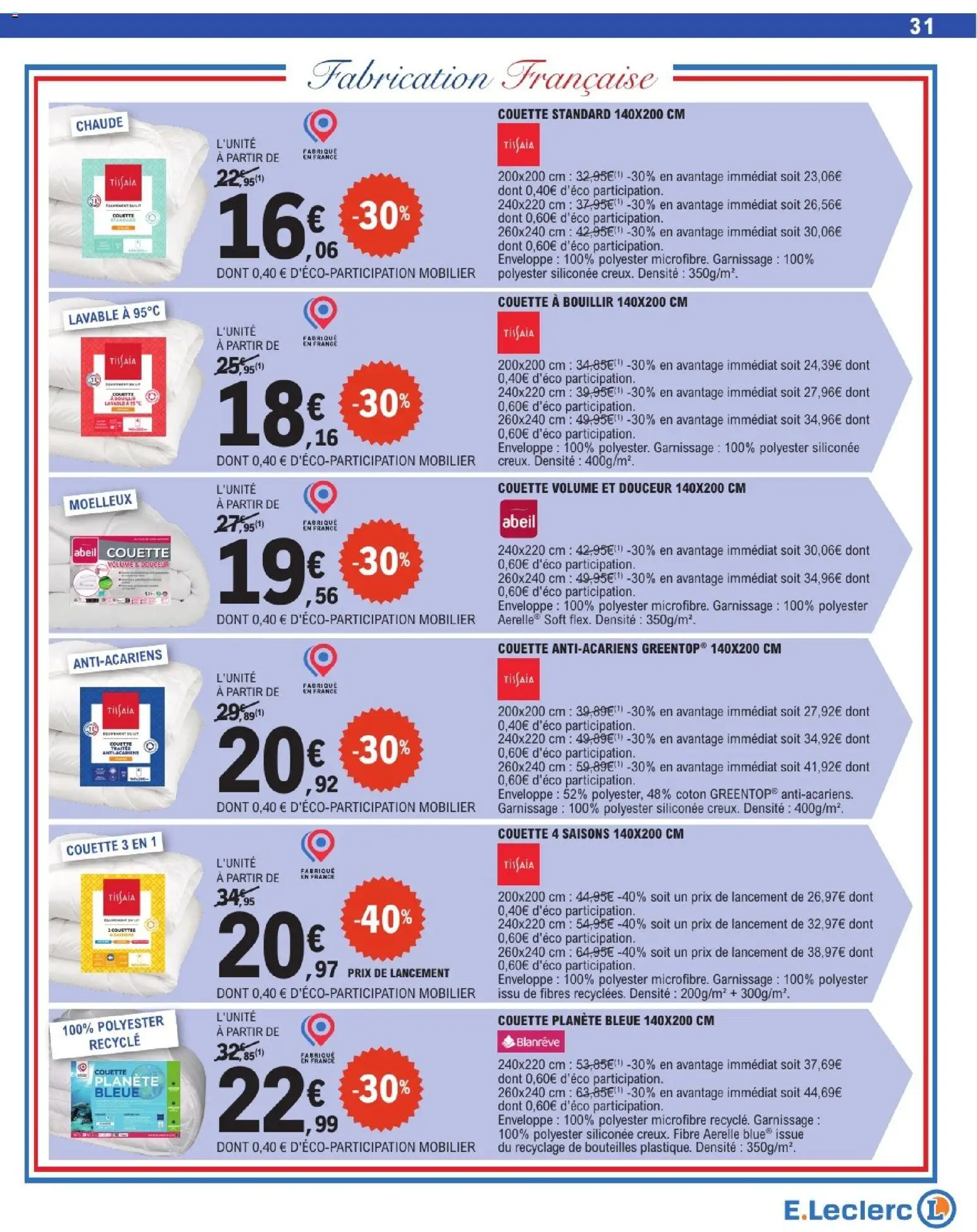 {H1} | Page: 31 | Produits: Coton, Enveloppe, Couette