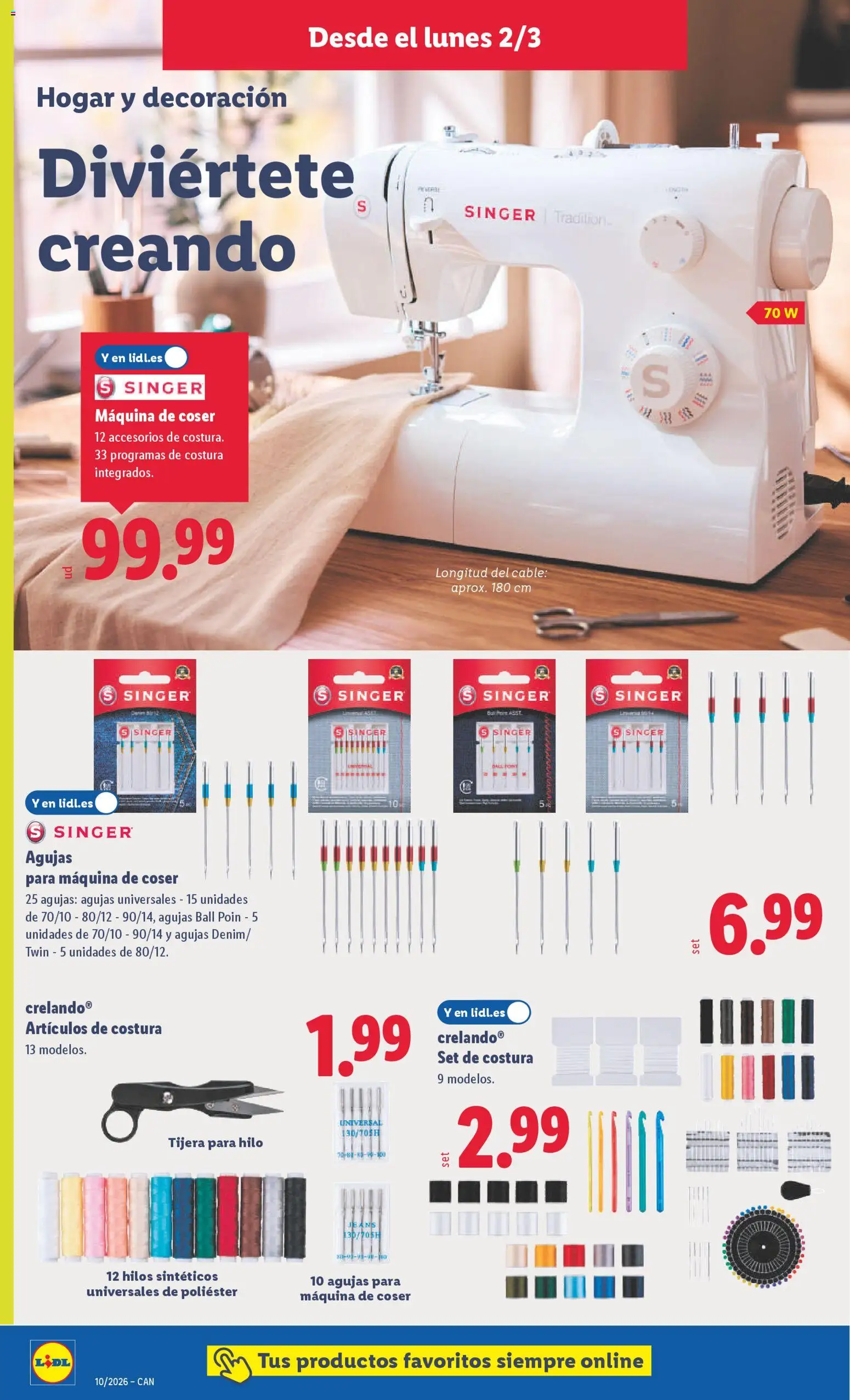 Lidl folleto de bazar │ válido desde el 02.03.2026 | Página: 12 | Productos: Cable, Máquina de coser