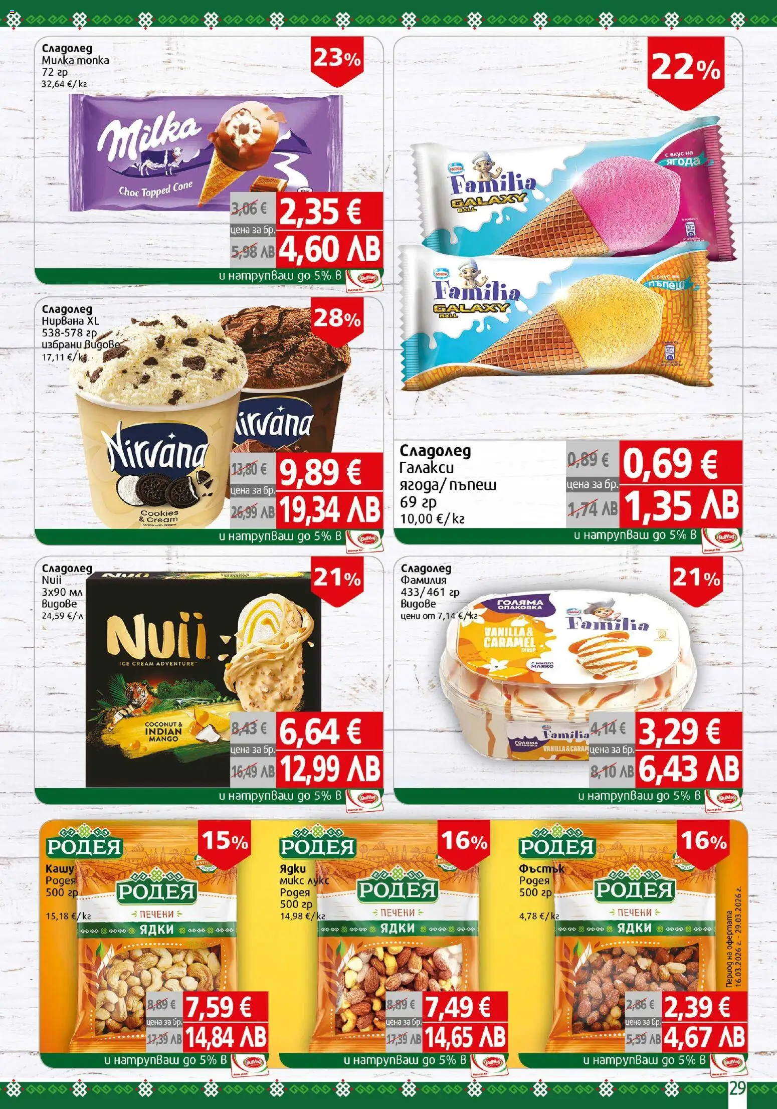 {H1} | Страница: 29 | Продукти: Ядки, Сладолед, Мляко, Пъпеш