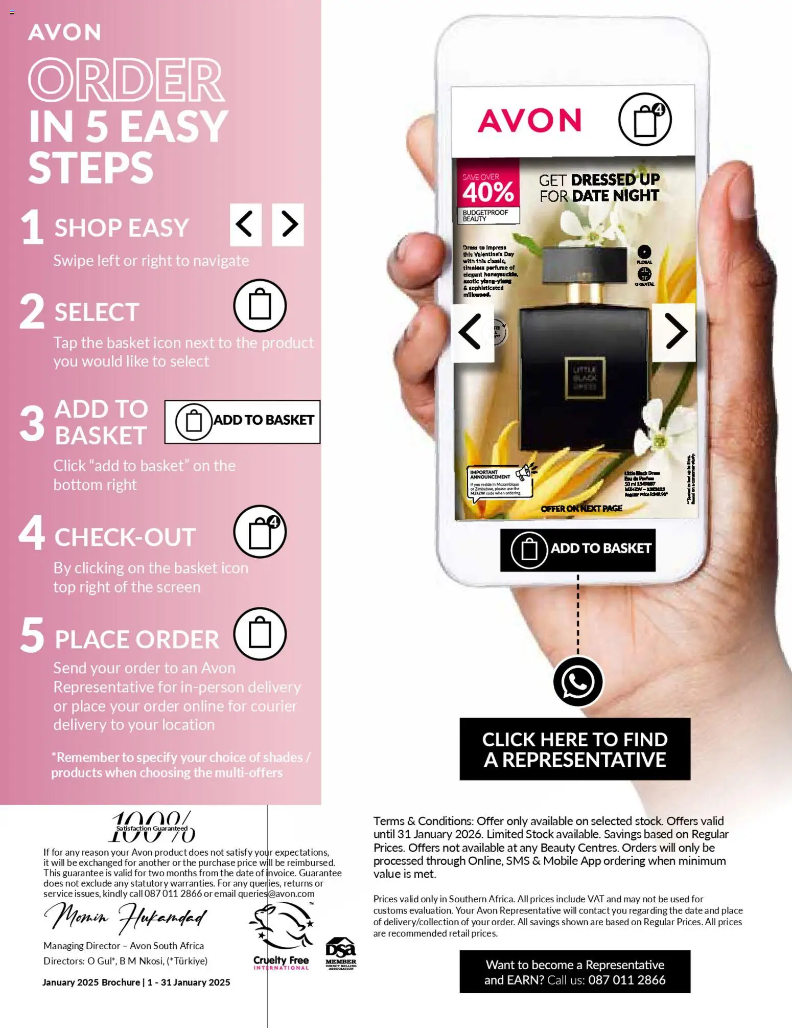 New Avon catalogue – valid from 01.01.2026 | Page: 2 | Products: Dress, Basket, Tap, Stock