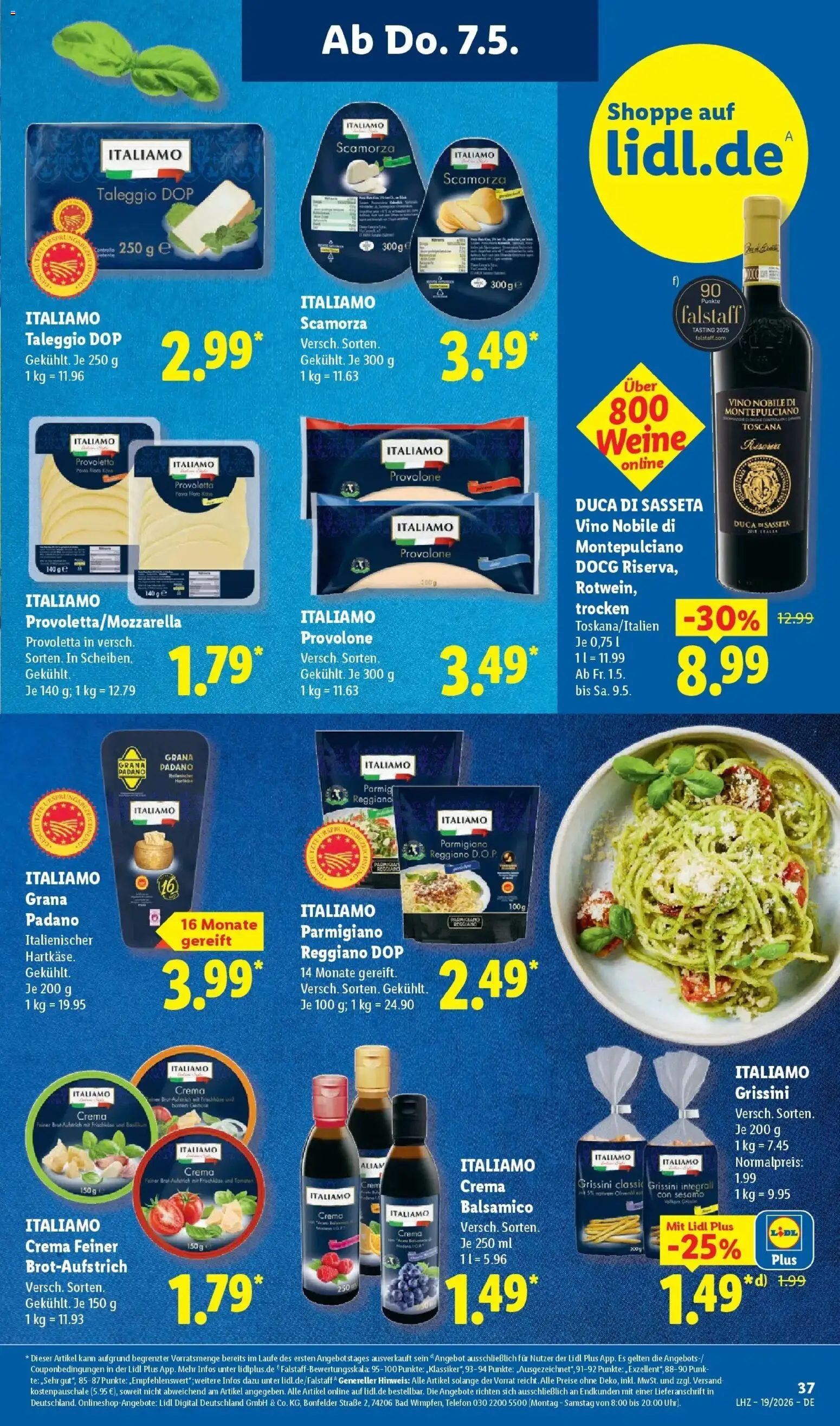 Lidl Německo leták od 04.05.2026 | Strana: 55 | Produkty: Grissini, Balsamico, Scamorza, Taleggio