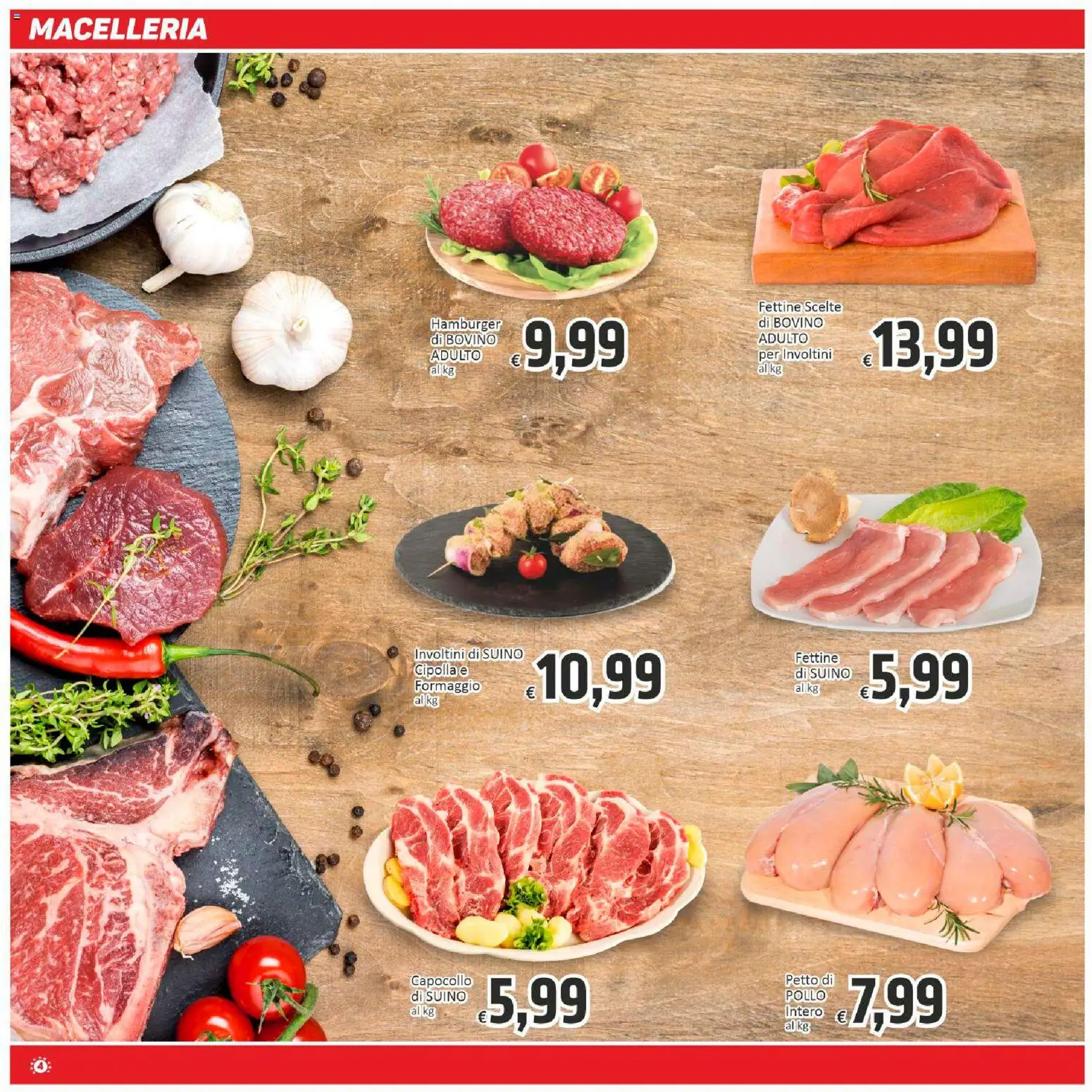 Volantino Paghi Poco del 31.10.2025 | Pagina: 4 | Prodotti: Bovino, Pollo, Suino, Hamburger