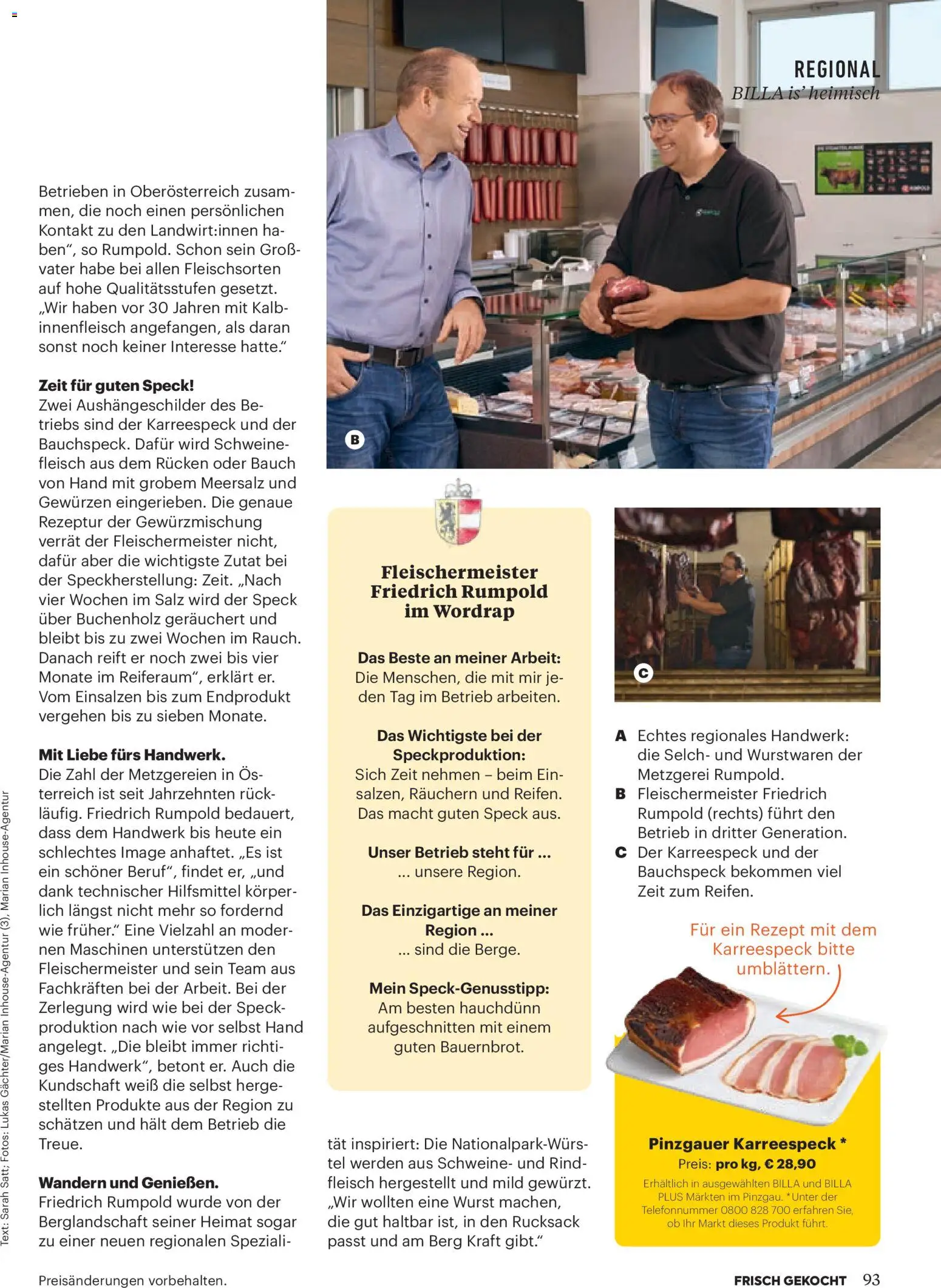 Billa Frisch Gekocht gültig ab 01.05.2026 | Seite: 93 | Produkte: Salz, Wurst, Rucksack