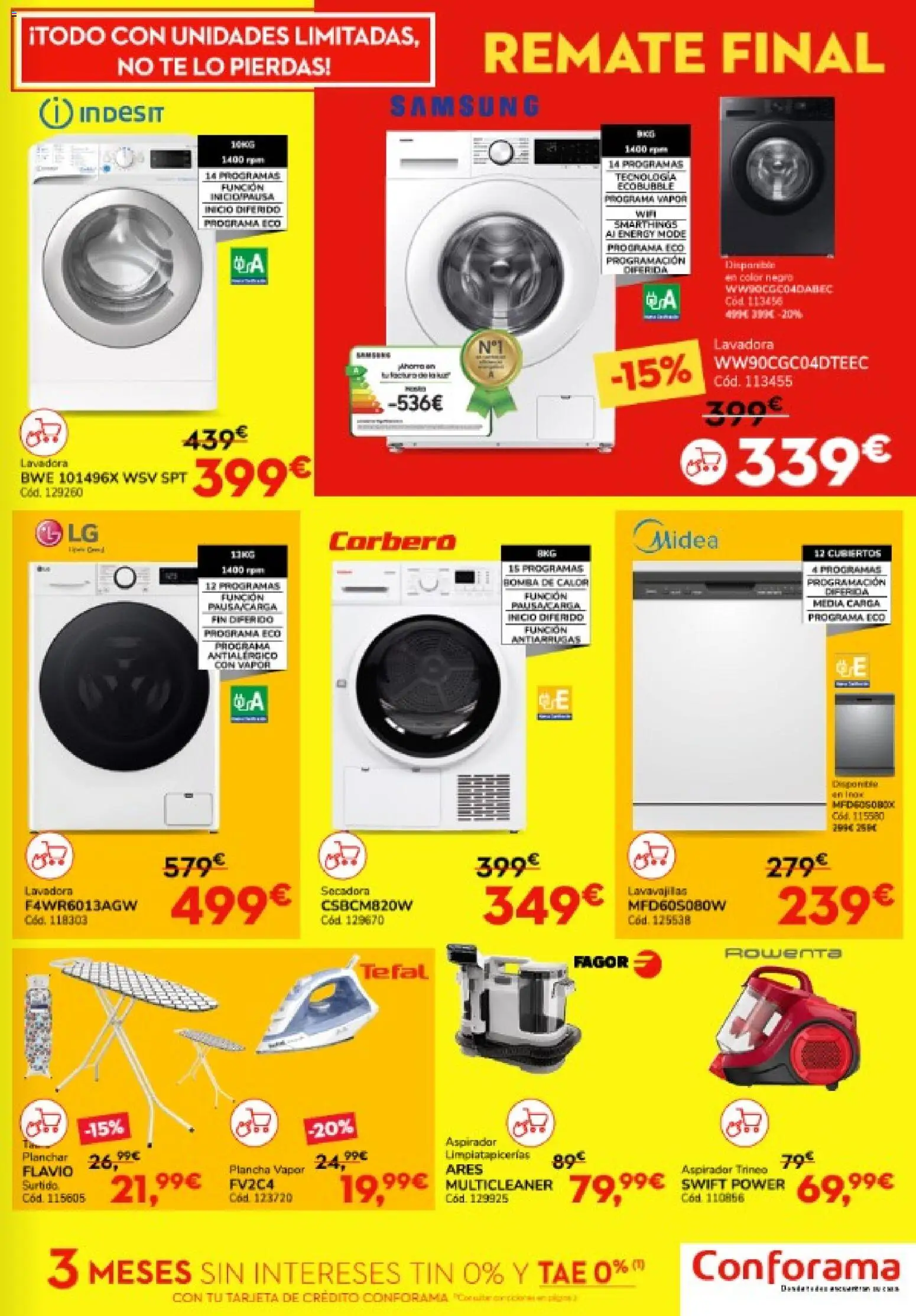 Conforama folleto │ válido desde el 15.01.2026 | Página: 7 | Productos: Té, Lavadora, Lavavajillas, Plancha