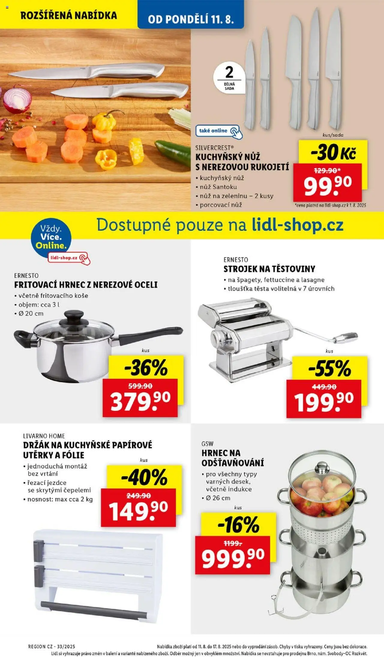 Lidl leták - Spotřební zboží od 11.08.2025 | Strana: 7 | Produkty: Těstoviny, Utěrky, Hrnec, Nůž
