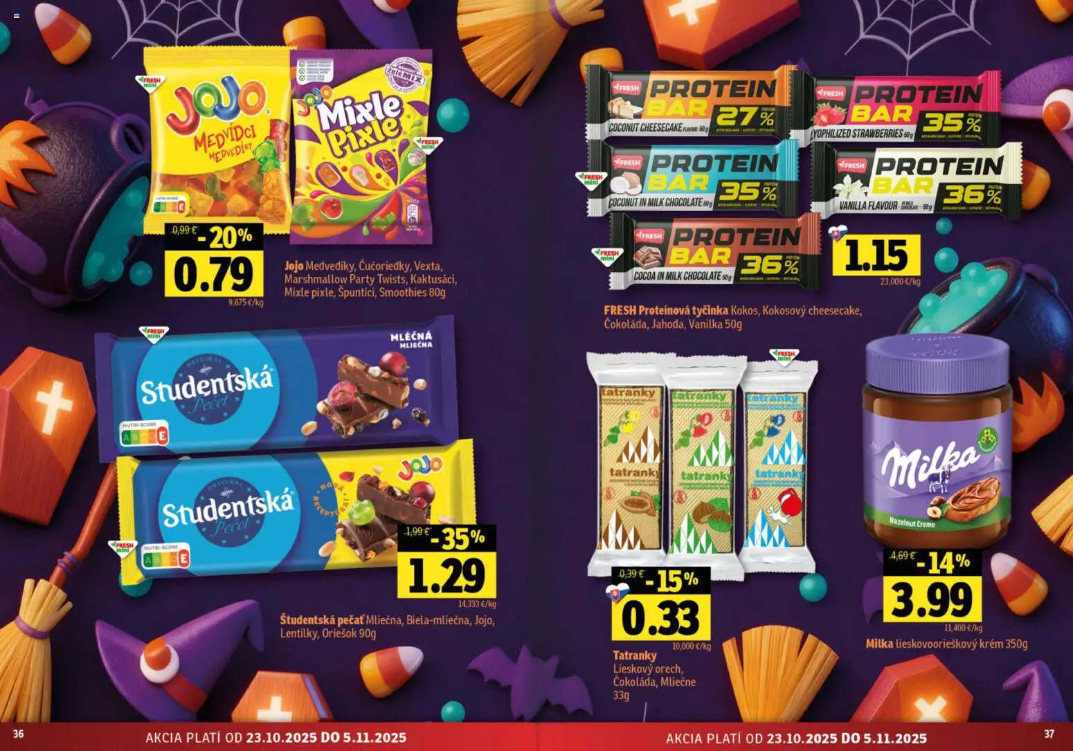 Nové Fresh akcie – leták je platný od 23.10.2025 | Strana: 19 | Produkty: Protein, Študentská pečať, Krém, Milka
