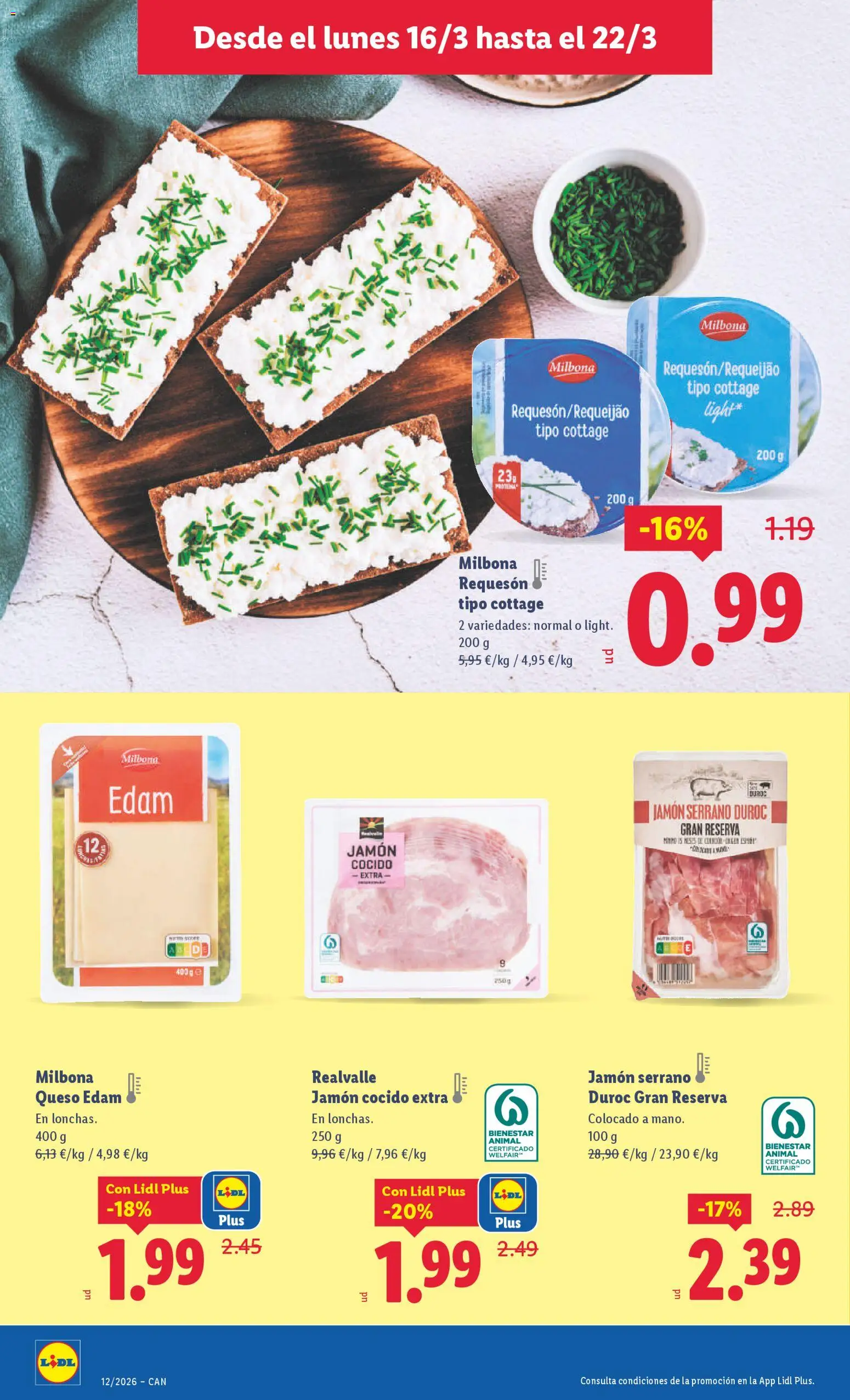 Lidl folleto │ válido desde el 16.03.2026 | Página: 10 | Productos: Jamón serrano, Queso, Jamón, Jamón cocido