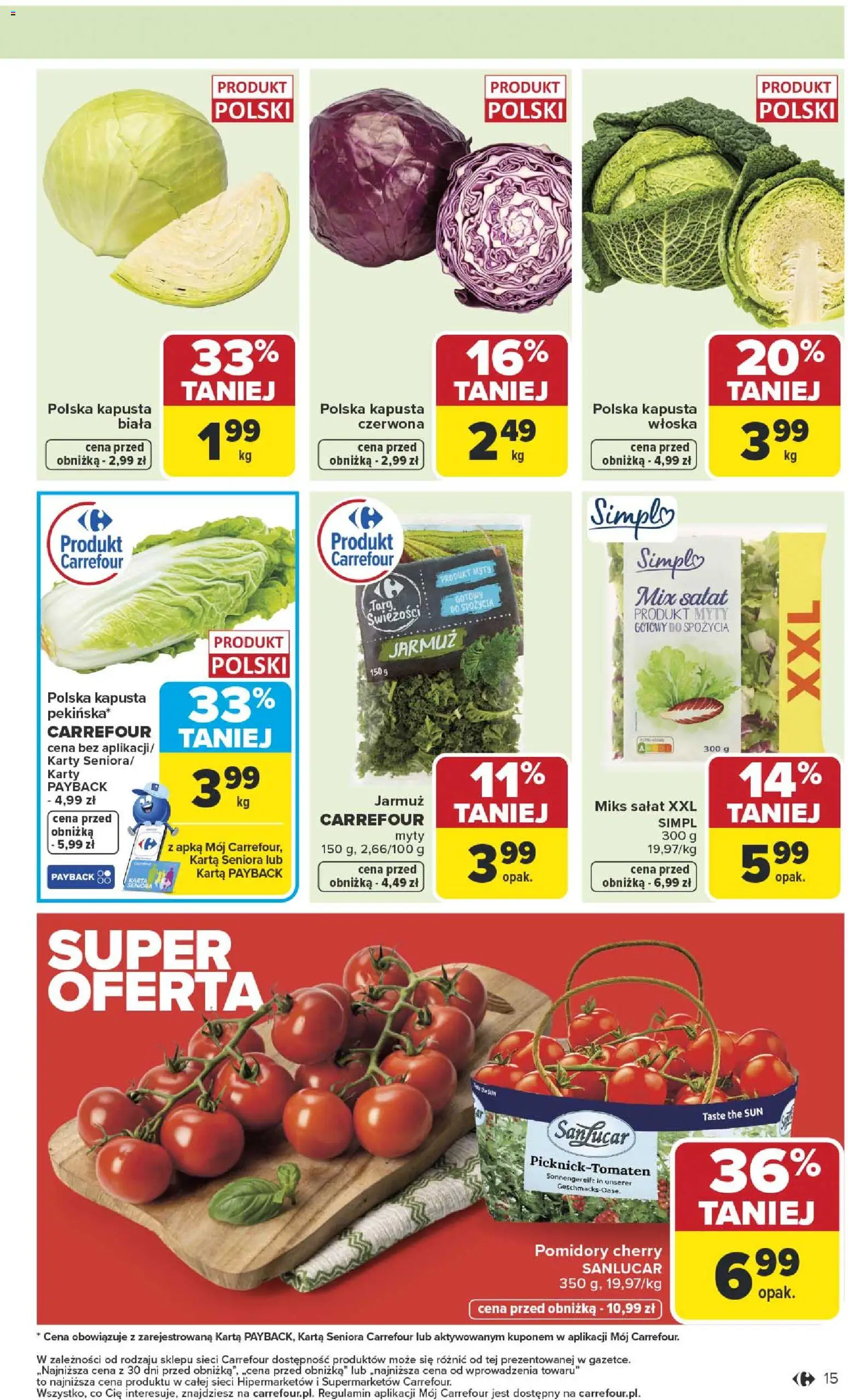 Carrefour Gazetka od 05.01.2026 | Strona: 17 | Produkty: Karta, Jarmuż, Pomidory, Kapusta biała