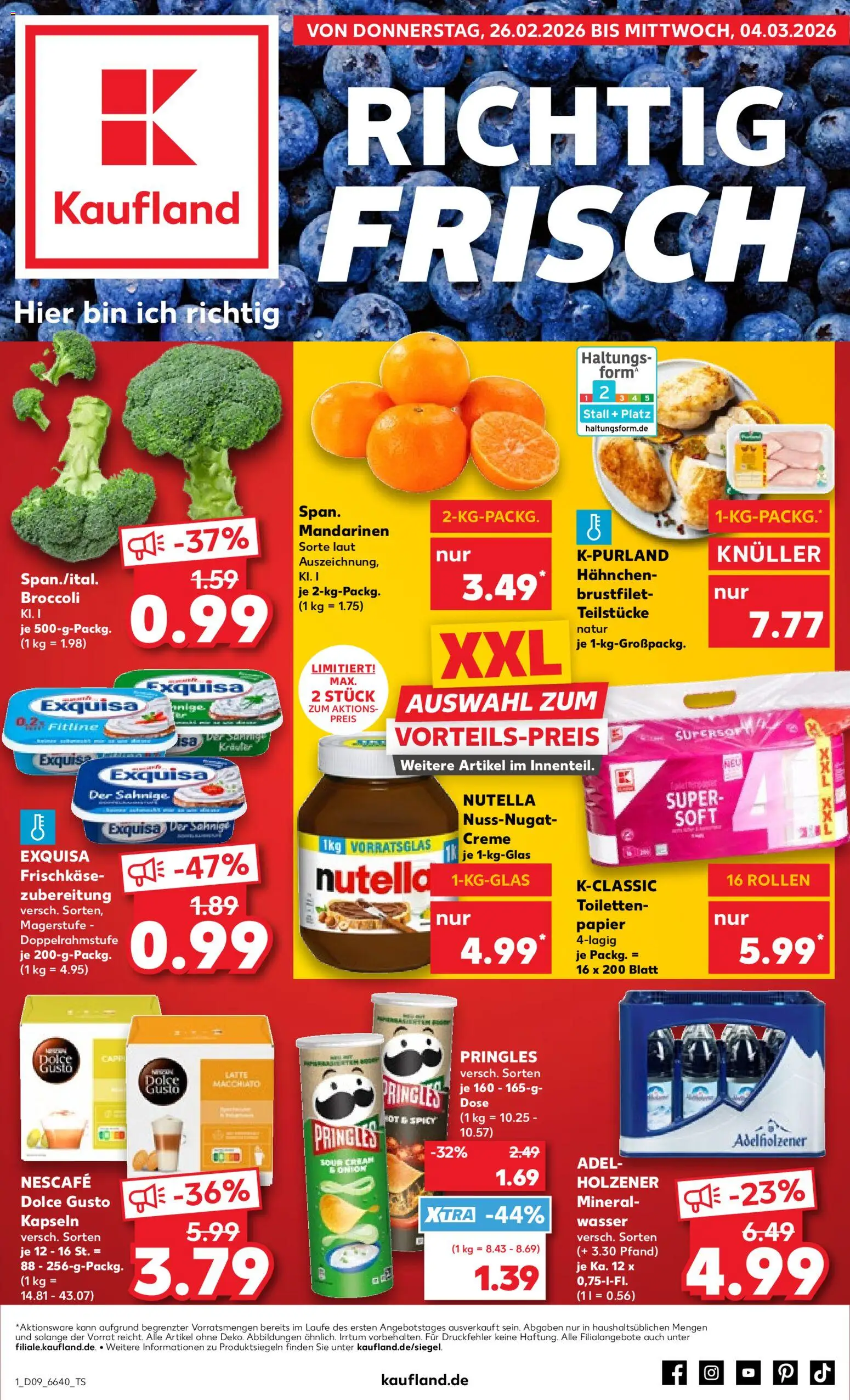 Kaufland Německo leták od 26.02.2026 | Strana: 1 | Produkty: Dolce Gusto, Pringles, Nescafé, Nutella