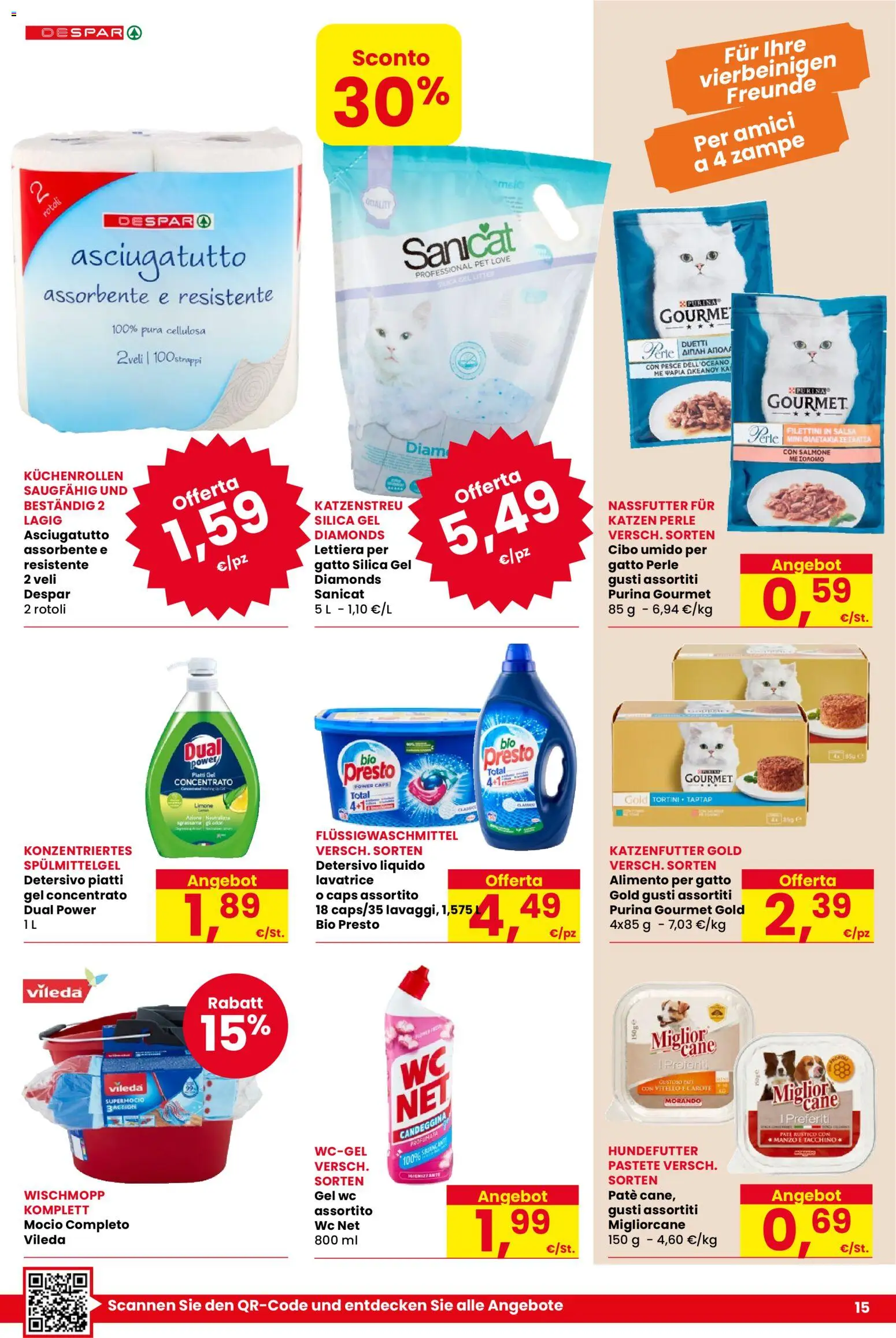 Volantino Despar del 21.04.2026 | Pagina: 15 | Prodotti: Salmone, Candeggina, Lavatrice, WC