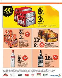 E.Leclerc - Prévisualisation de BIÈRE AROMATISÉE À LA CACHAÇA, AUX FRUITS ROUGES ET AU GUARANA "DESPERADOS", 5.90% vol. 6 x 33 cl (1.98 L). Le L: 4,54 €. Par 2 (3,96 L) : 12,59 € au lieu de 17,98 €. Le L: 3,18 €. Existe aussi : Tropical. valide à partir de 14.04.2026 | Page: 27