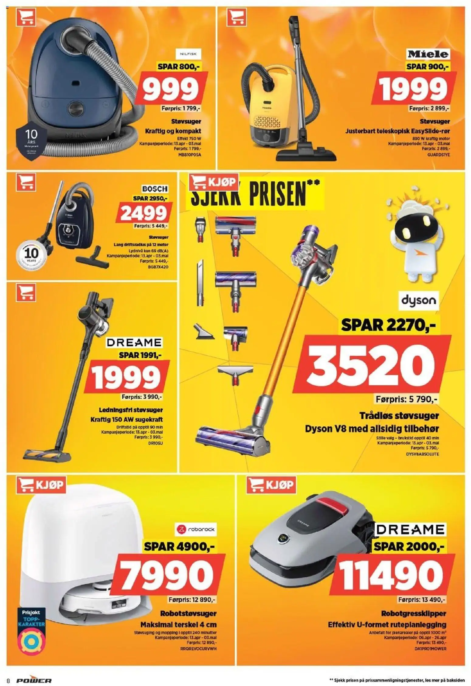 {H1} | Side: 8 | Produkter: Robotstøvsuger, Robotgressklipper, Støvsuger, Суміш дитяча