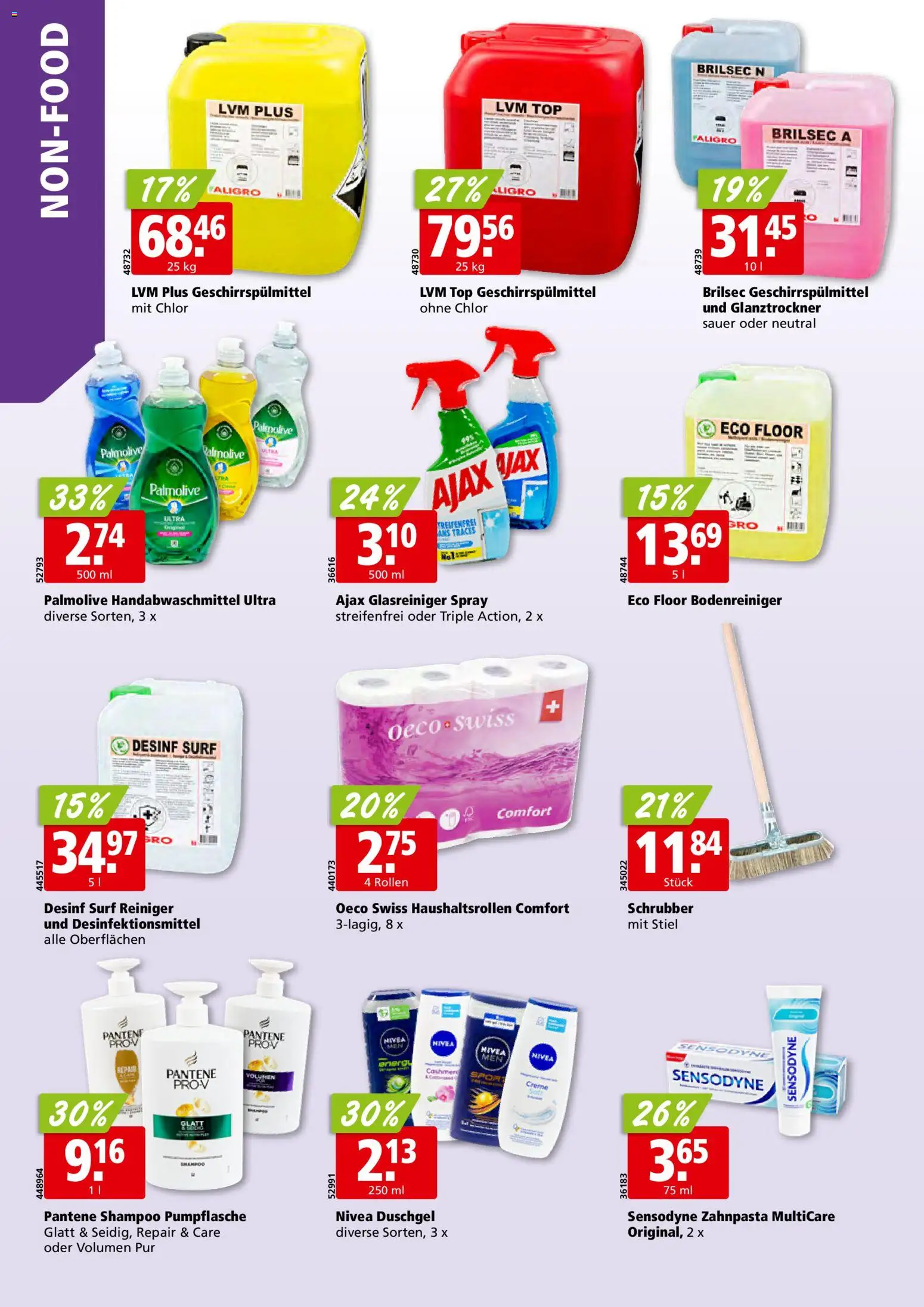 Aligro Aktionen Schlieren, Gossau SG, Frauenfeld, Rapperswil-Jona, Sargans, Bern, Brüttisellen, Pratteln, Emmen, Spreitenbach – gültig ab 26.01.2026 | Seite: 30 | Produkte: Shampoo, Duschgel, Geschirrspülmittel, Creme