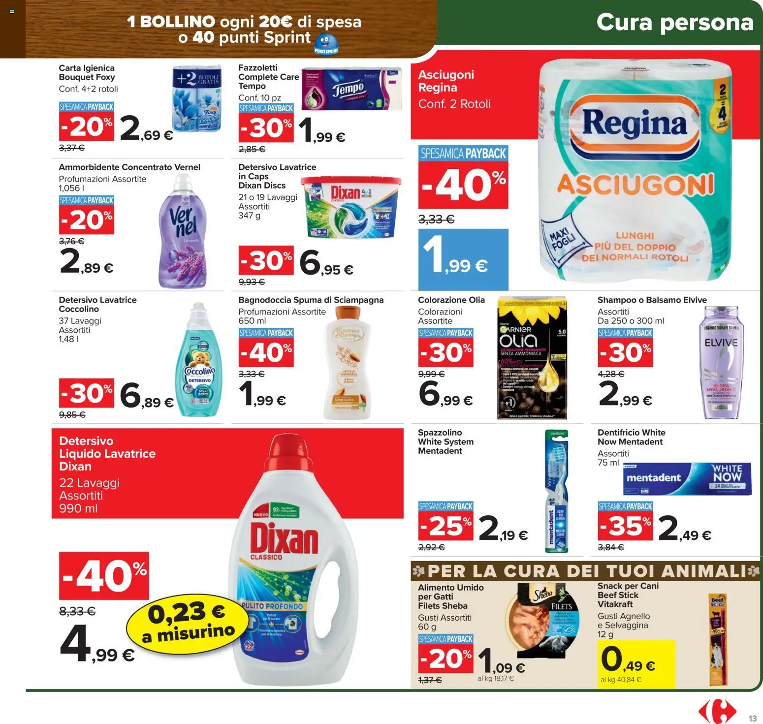 Volantino Carrefour del 17.02.2026 | Pagina: 13 | Prodotti: Shampoo, Carta igienica, Lavatrice, Agnello