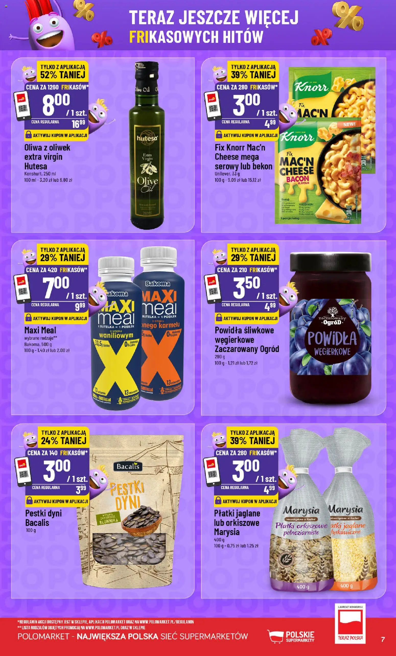 POLOmarket gazetka - Frikasowe Hity od 18.03.2026 | Strona: 7 | Produkty: Powidła śliwkowe, Oliwa z oliwek, Bekon, Powidła