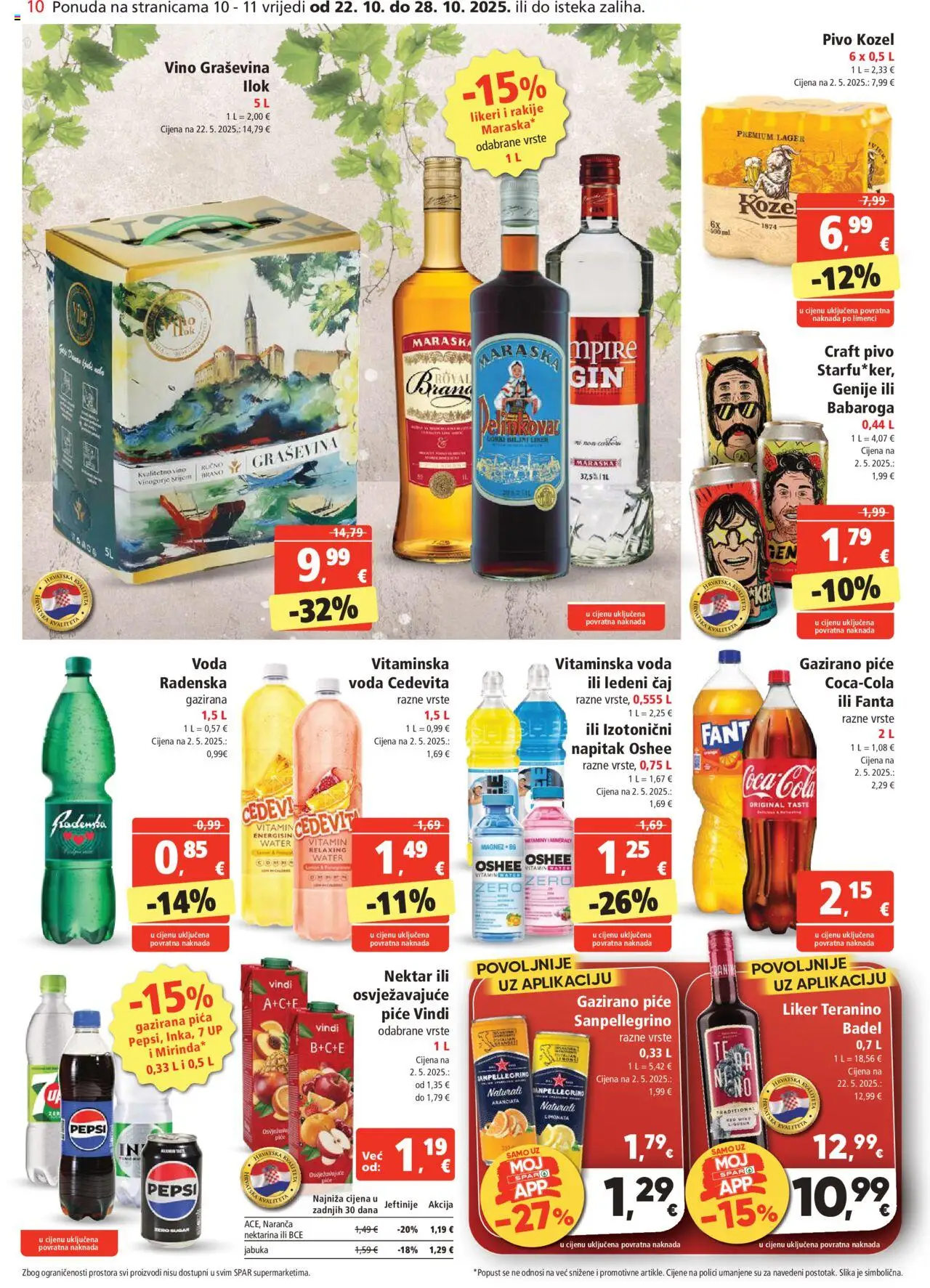 Spar katalog | vrijedi od 22.10.2025 | Stranica: 10 | Proizvodi: Vino, Ledeni čaj, Voda, Nektarina