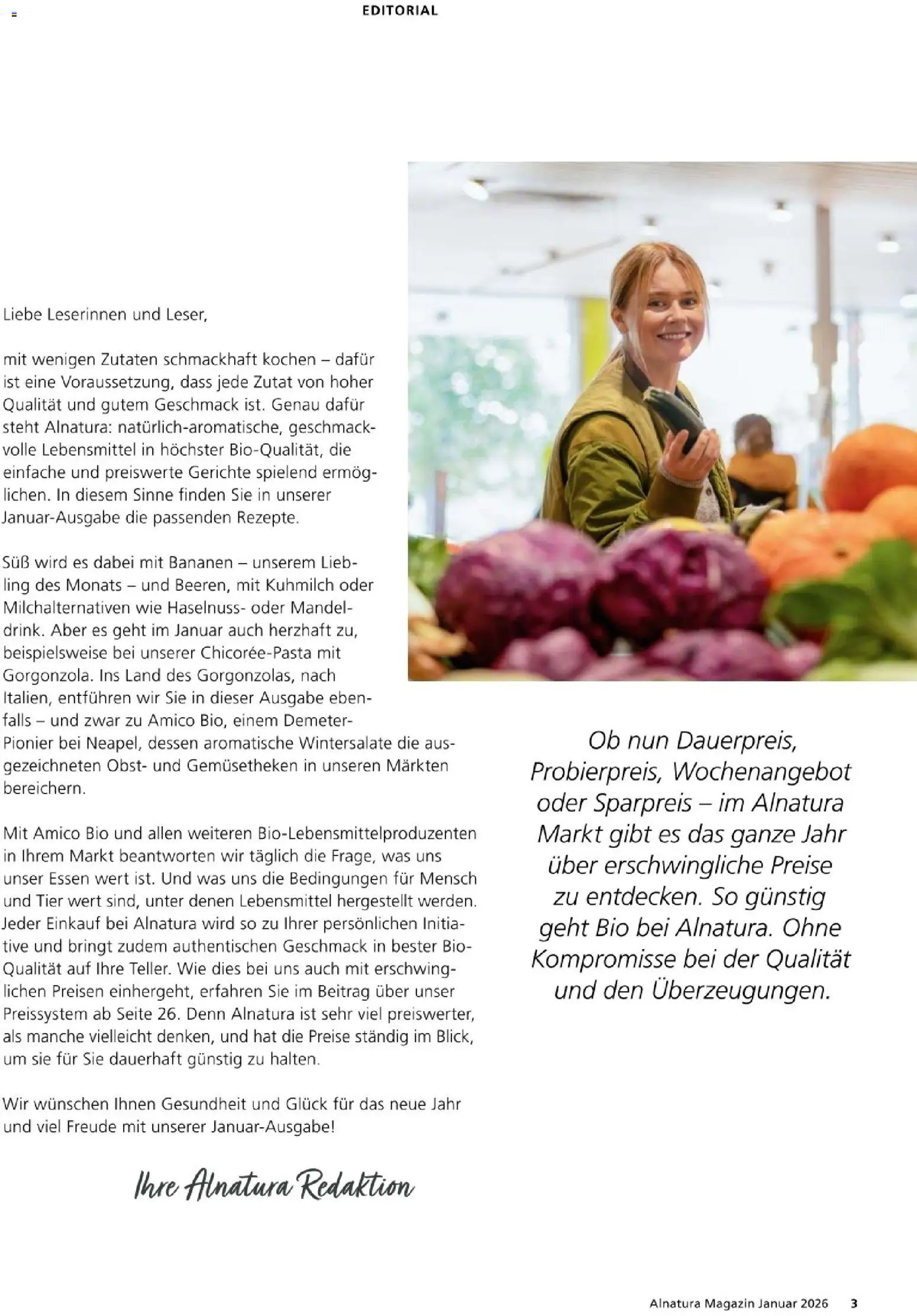 Alnatura Prospekt – gültig ab 01.01.2026 | Seite: 3 | Produkte: Bananen, Obst