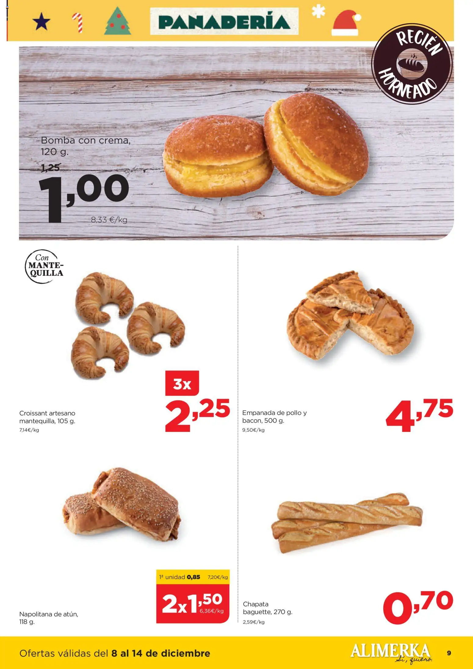 Alimerka folleto Asturias │ válido desde el 08.12.2025 | Página: 9 | Productos: Croissant, Panadería