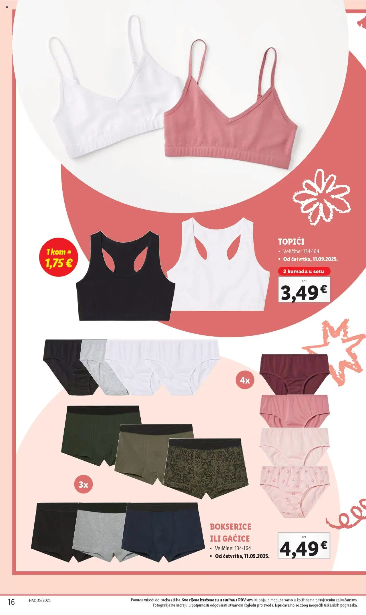 Lidl katalog | vrijedi od 01.08.2025 | Stranica: 16 | Proizvodi: Gaćice, Bokserice