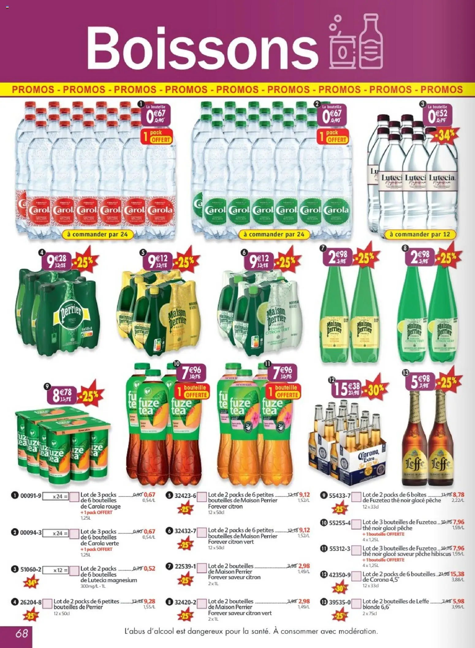 {H1} | Page: 68 | Produits: Citron, Citron vert, Corona extra, Thé