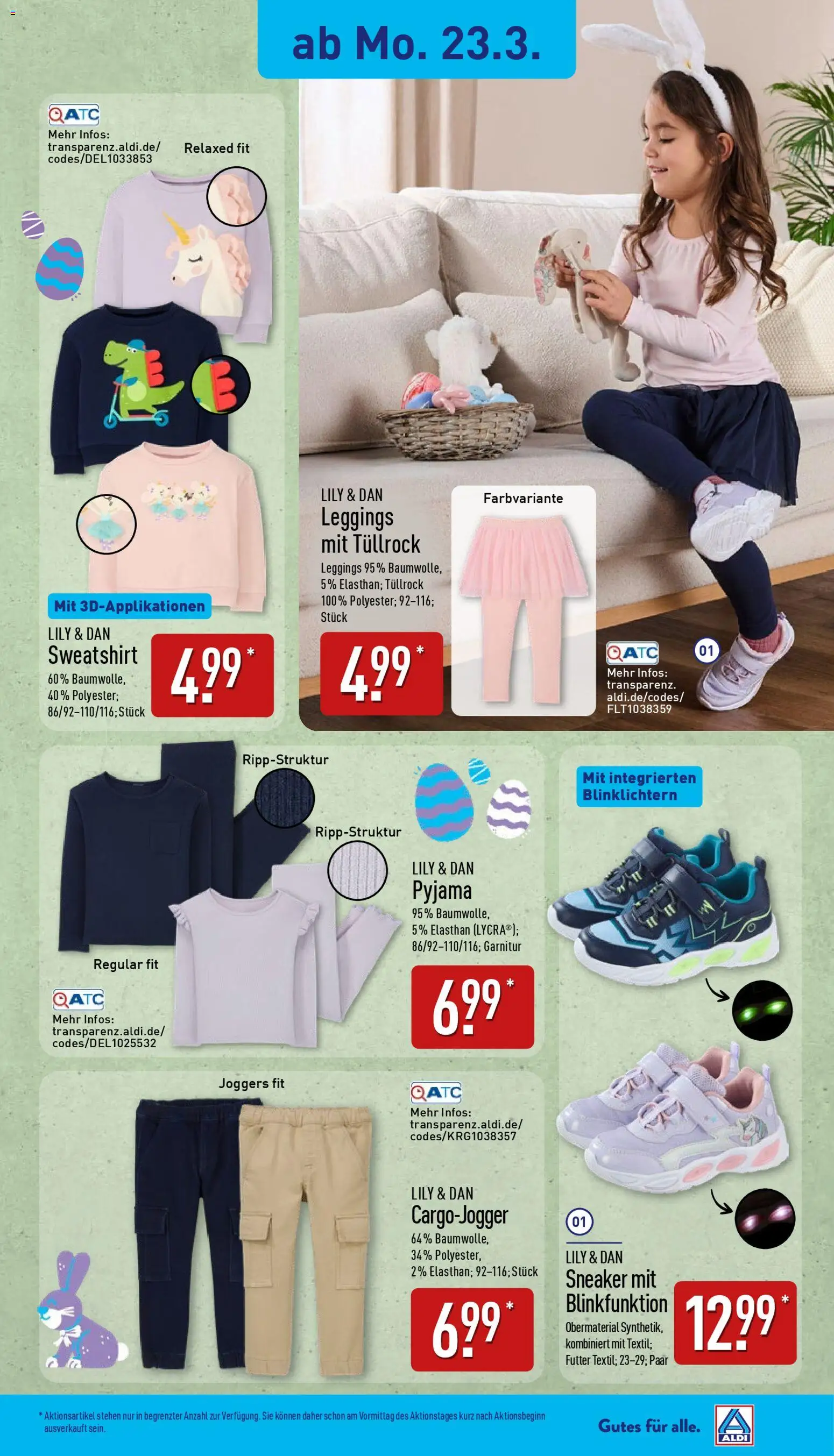 Aldi Ausblick – gültig ab 23.03.2026 | Seite: 2 | Produkte: Sweatshirt, Pyjama, Leggings