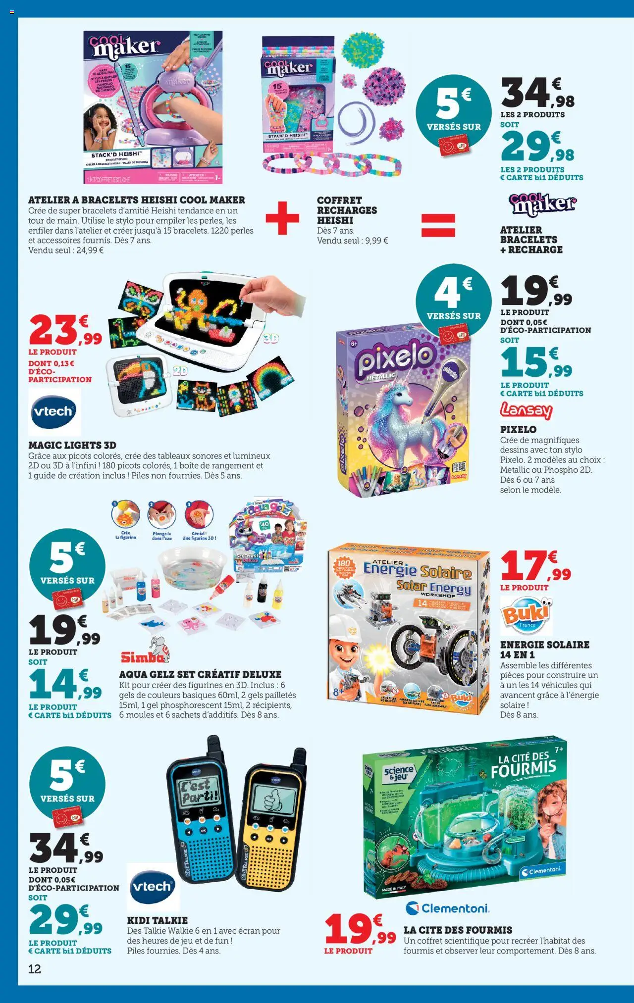{H1} | Page: 12 | Produits: Stylo, Bracelet, Boîte de rangement, Piles