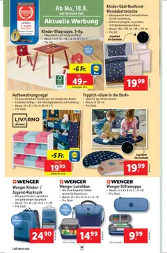 Lidl Aktionen ab 14.08.2025 | Seite: 32 | Produkte: Tisch, Teppich, Tasche