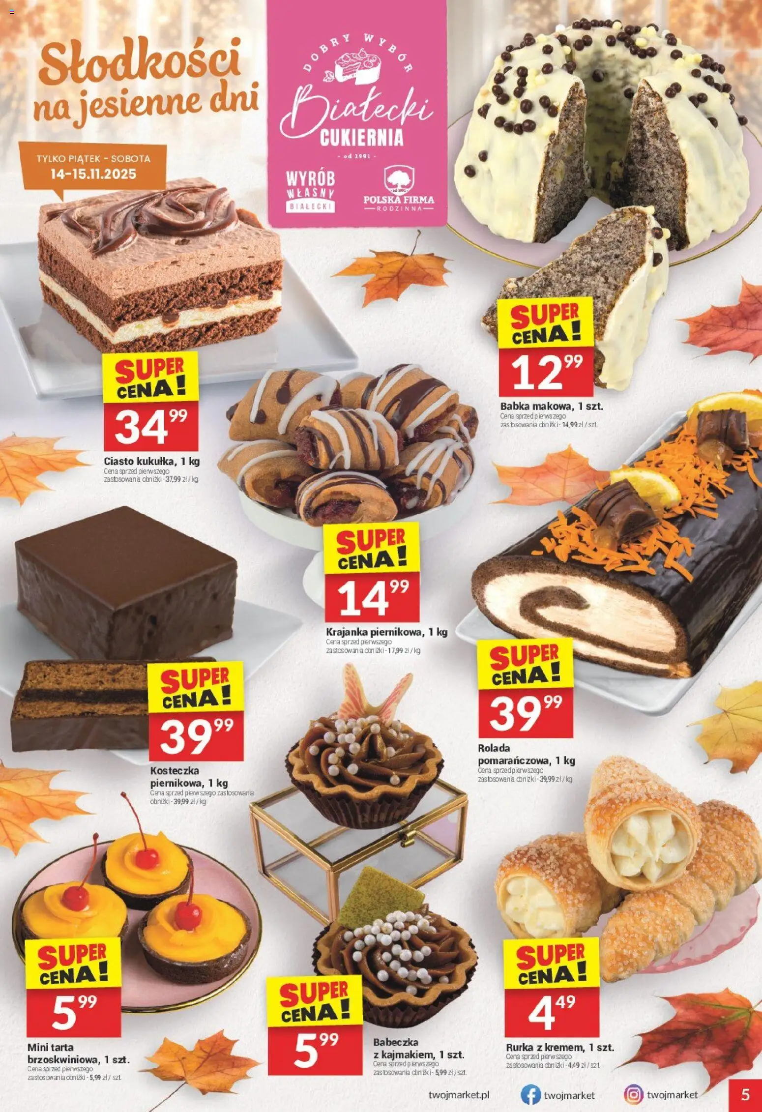Twój Market Gazetka od 12.11.2025 | Strona: 5 | Produkty: Rolada, Ciasto, Babka