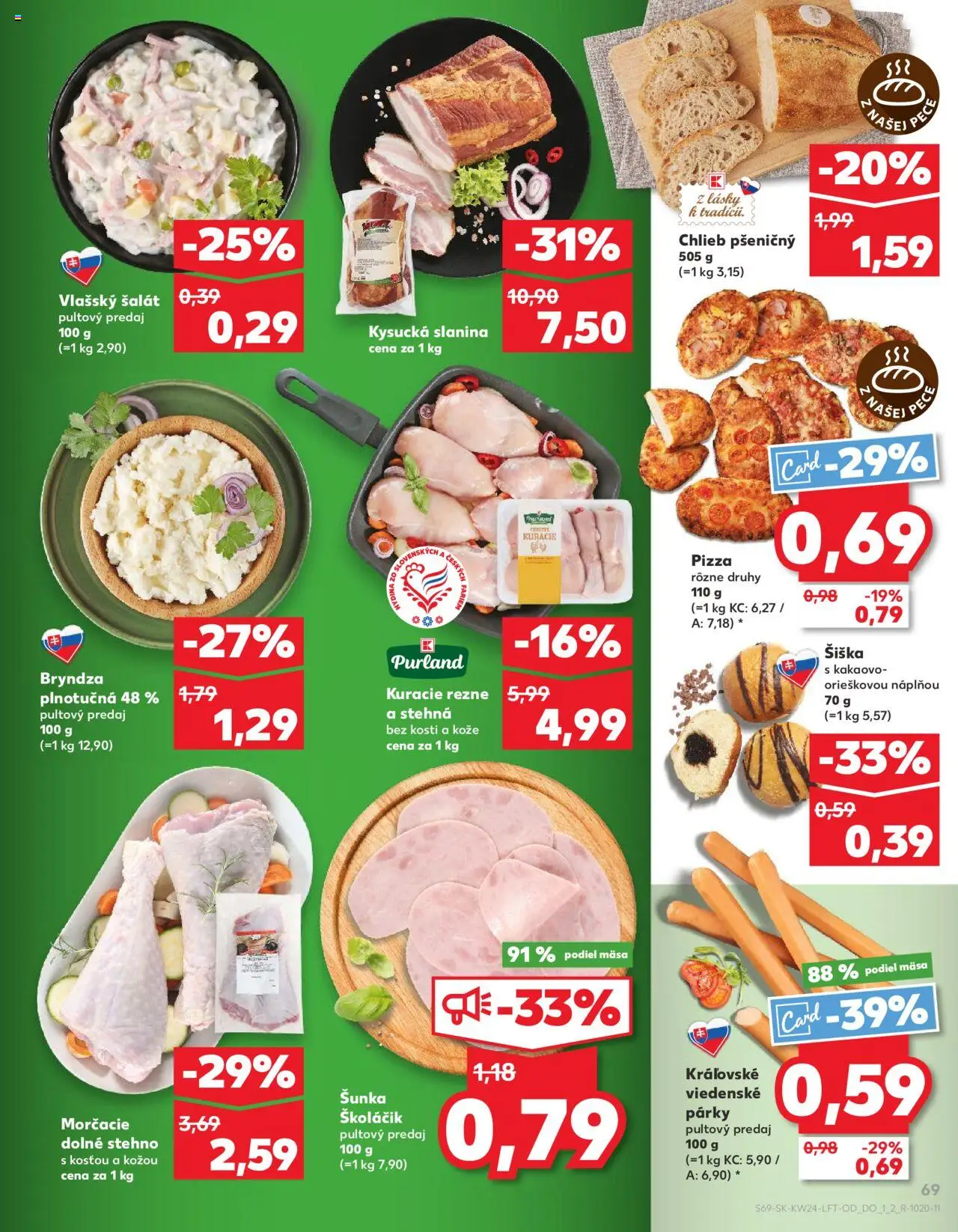 Nové Kaufland akcie – leták je platný od 12.06.2025 | Strana: 69 | Produkty: Chlieb, Pizza, Šalát, Párky