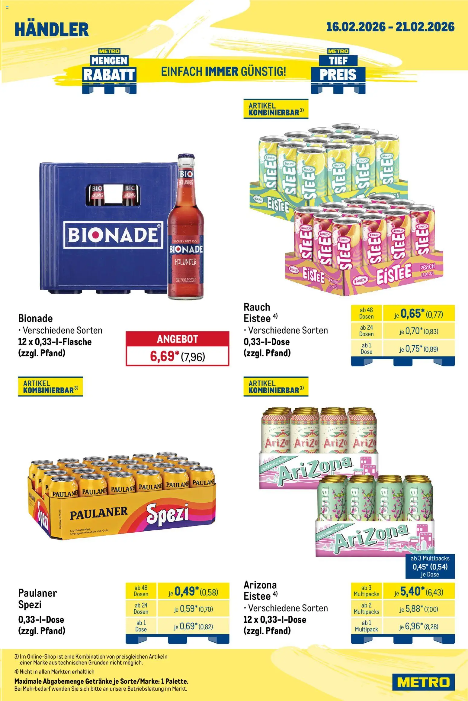 Metro Wochen-Angebote Händler – gültig ab 16.02.2026 | Seite: 3 | Produkte: Paulaner spezi, Bionade, Paulaner