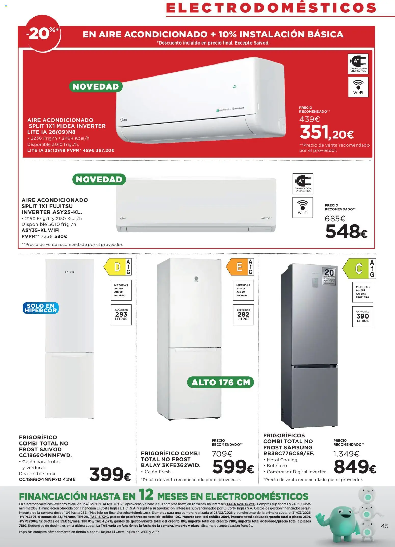 Hipercor catálogo │ válido desde el 09.04.2026 | Página: 45 | Productos: Combi, Aire acondicionado