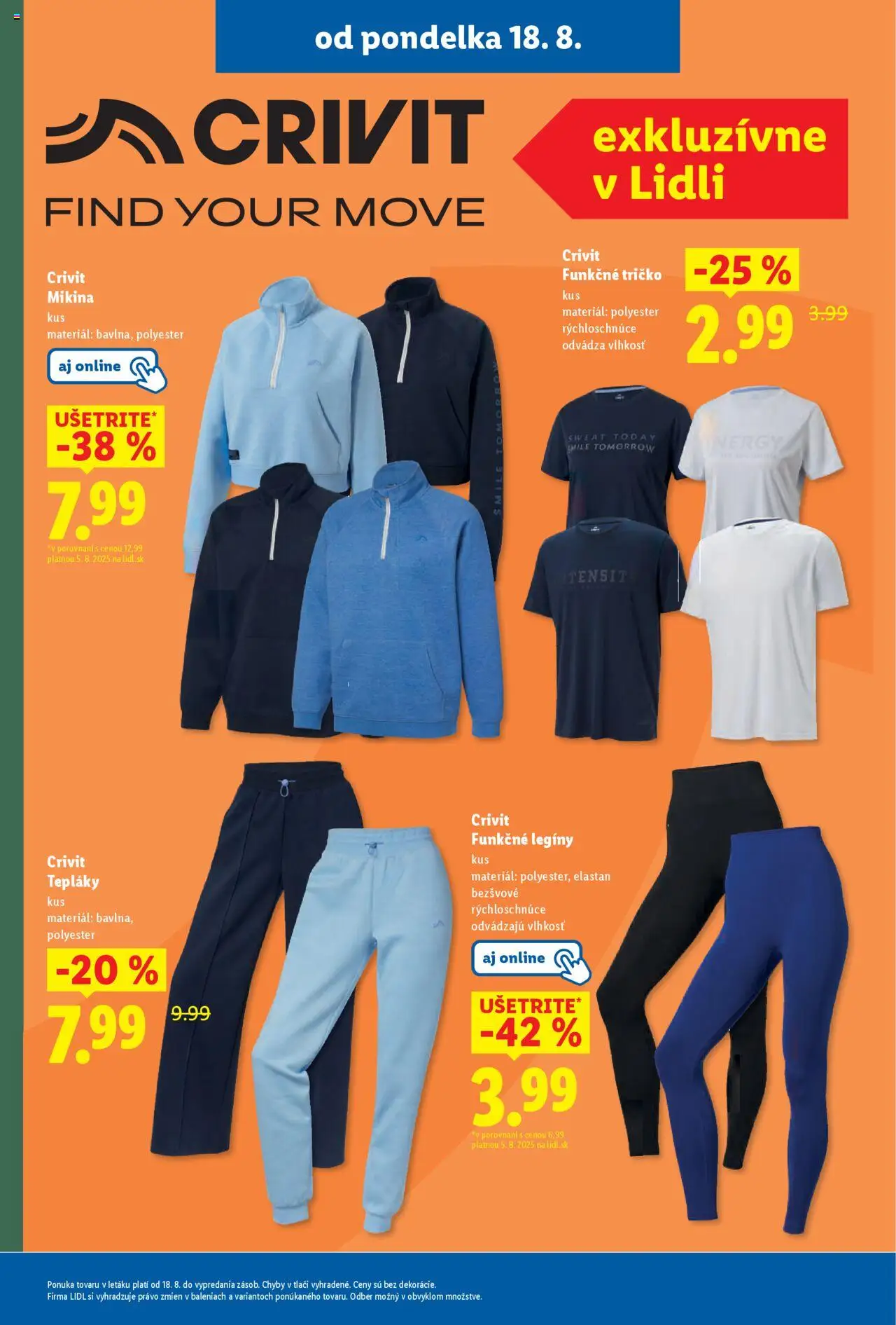 Lidl leták │ platný od 18.08.2025 | Strana: 53 | Produkty: Tričko, Mikina, Legíny